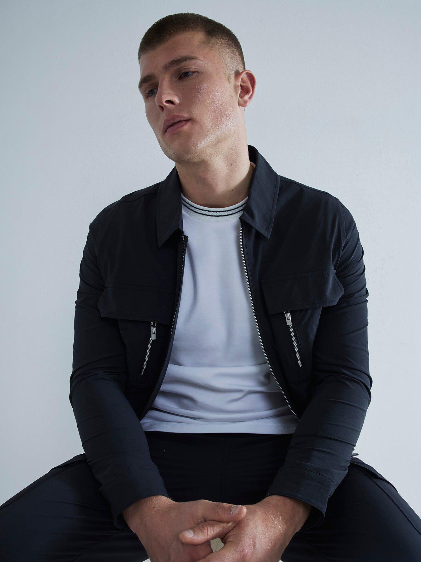 Image 1 of 5 of River Island Utility Tech Pocket Shacket - Black