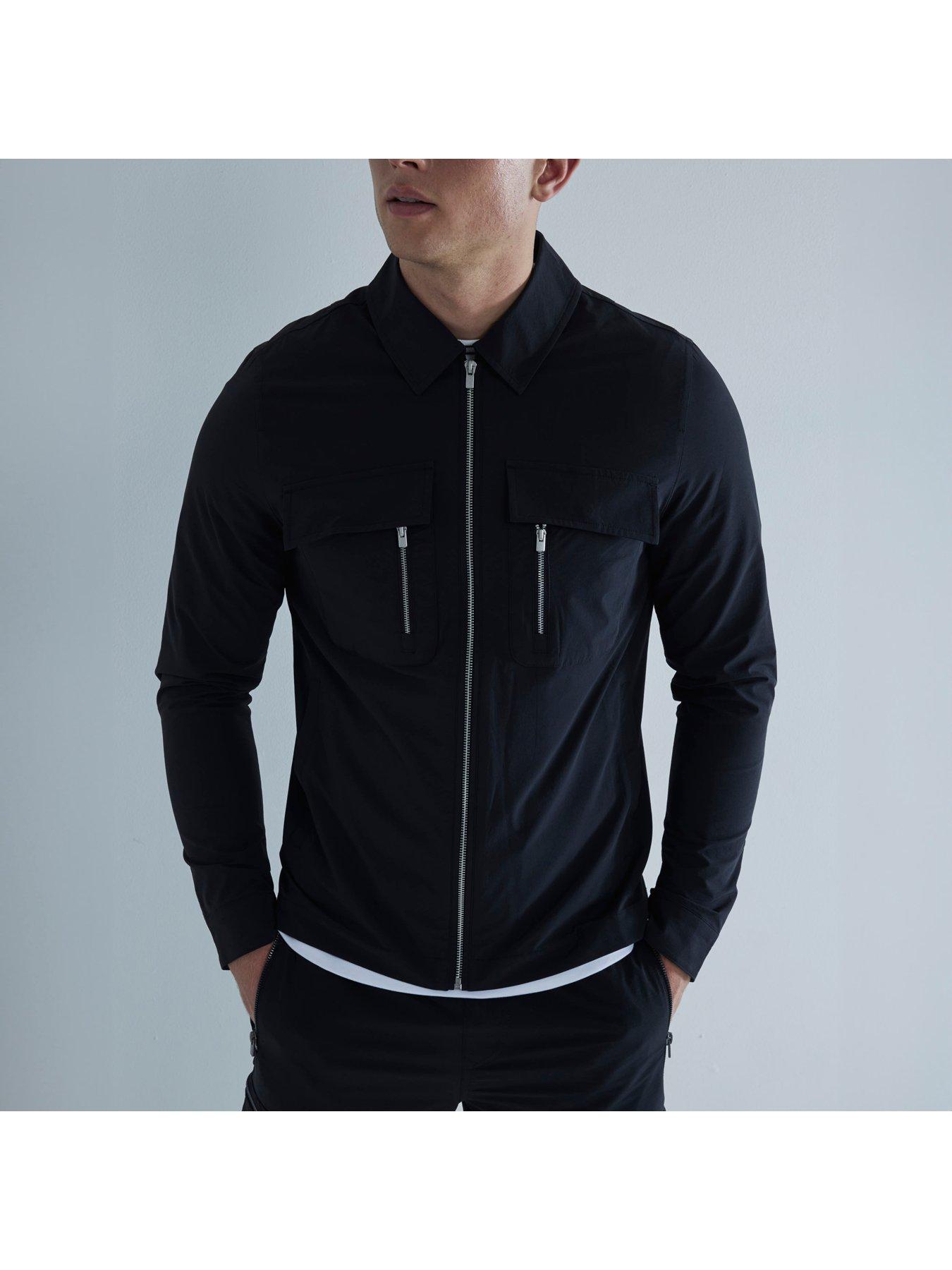 Image 4 of 5 of River Island Utility Tech Pocket Shacket - Black