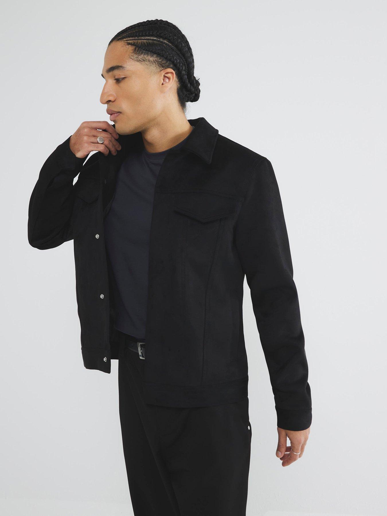 Image 1 of 4 of River Island Suedette Western Jacket - Black