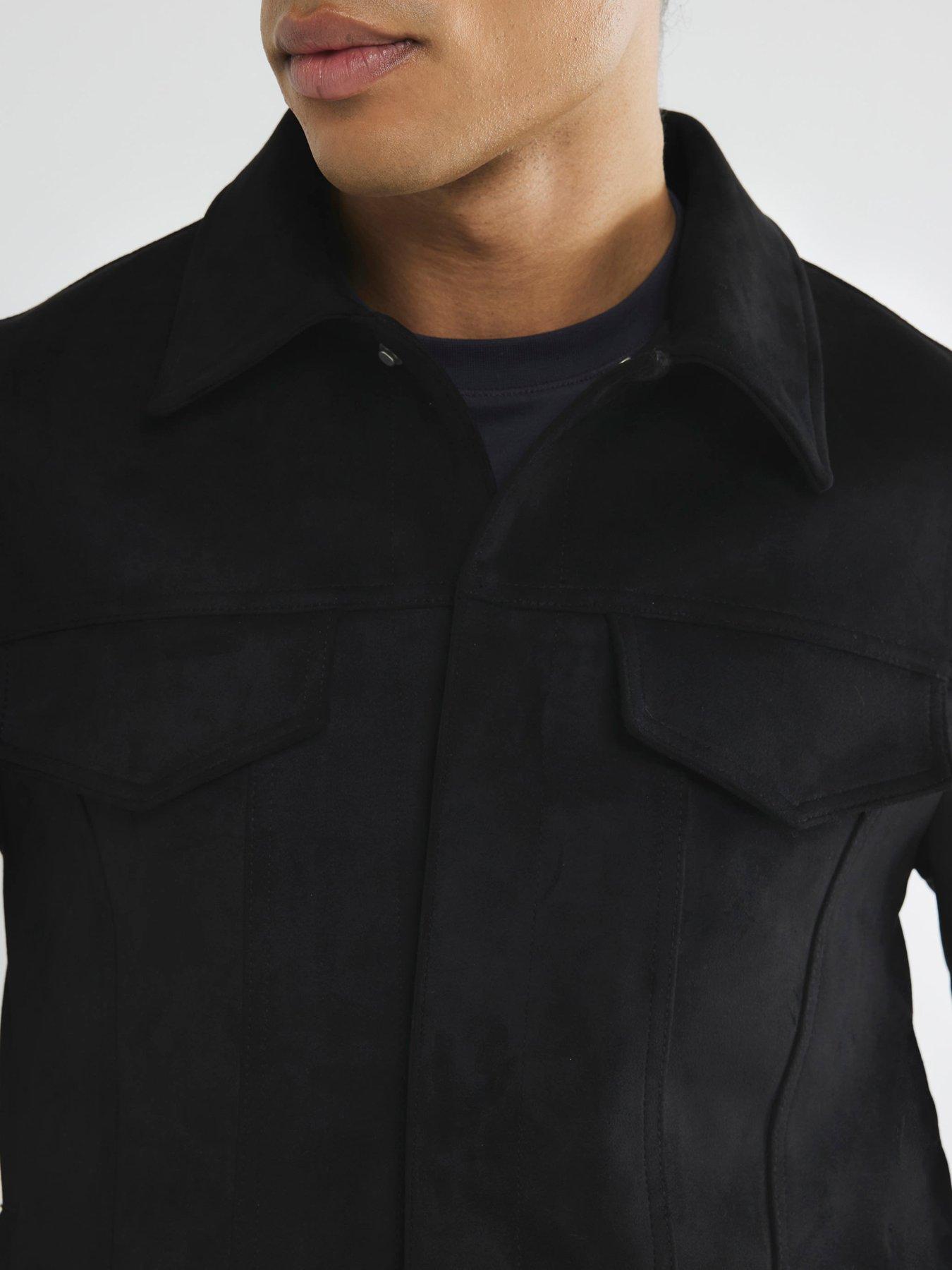 Image 4 of 4 of River Island Suedette Western Jacket - Black