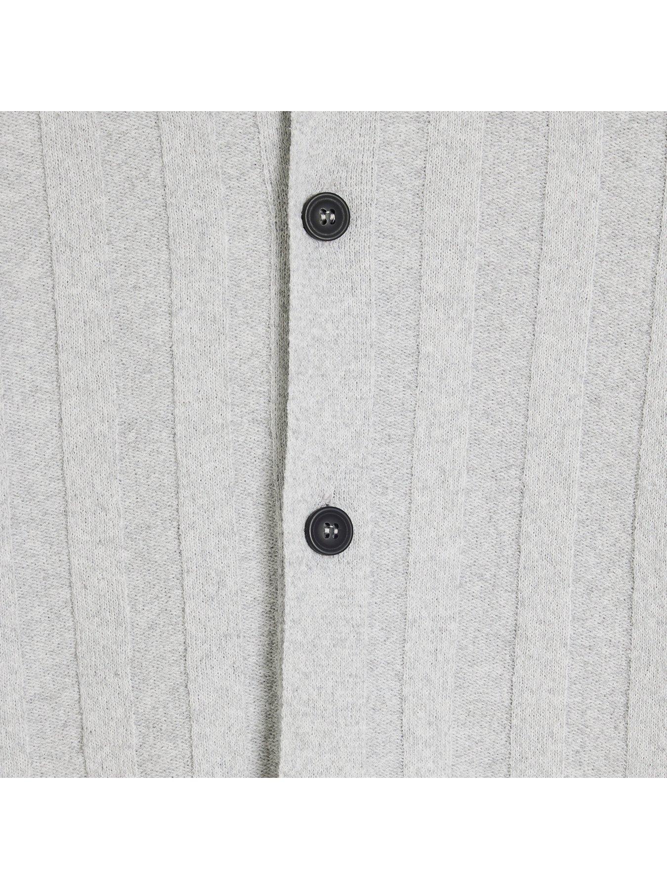 Image 5 of 5 of River Island Short Sleeve Ribbed Boucle Shirt - Grey