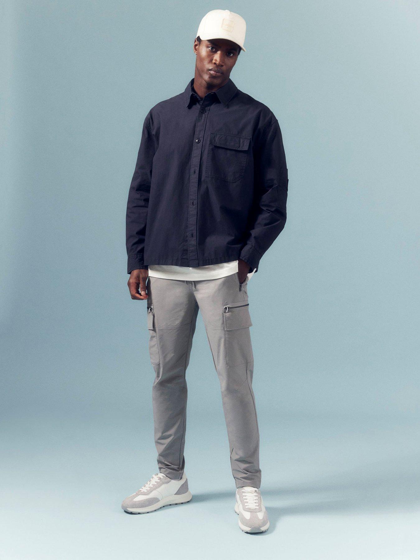 Image 1 of 5 of River Island Affleck Skinny Cargo Pants - Grey