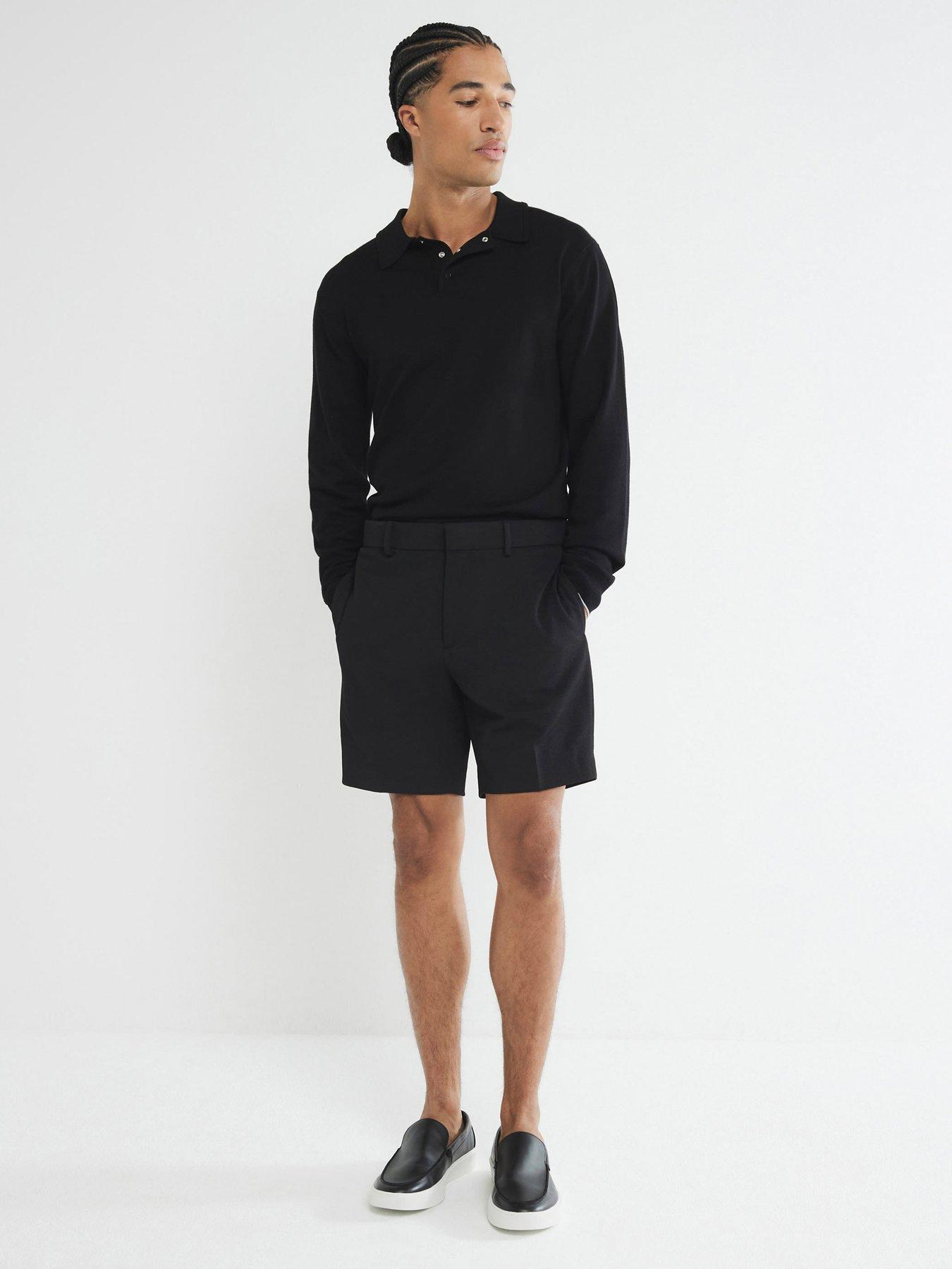Image 1 of 5 of River Island Smart Waffle Shorts - Black