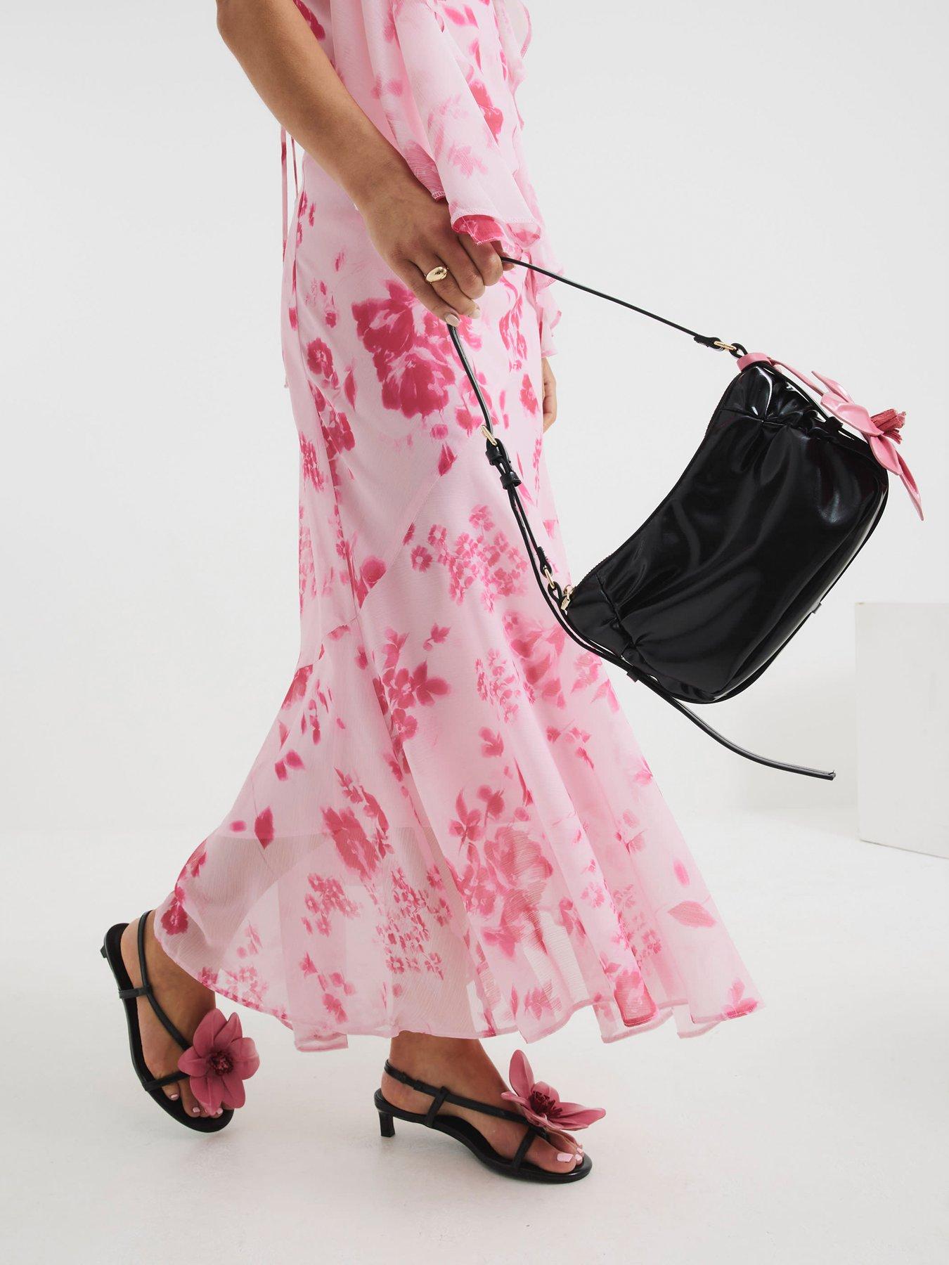 River Island Flower Kitten Heel Sandal - Black