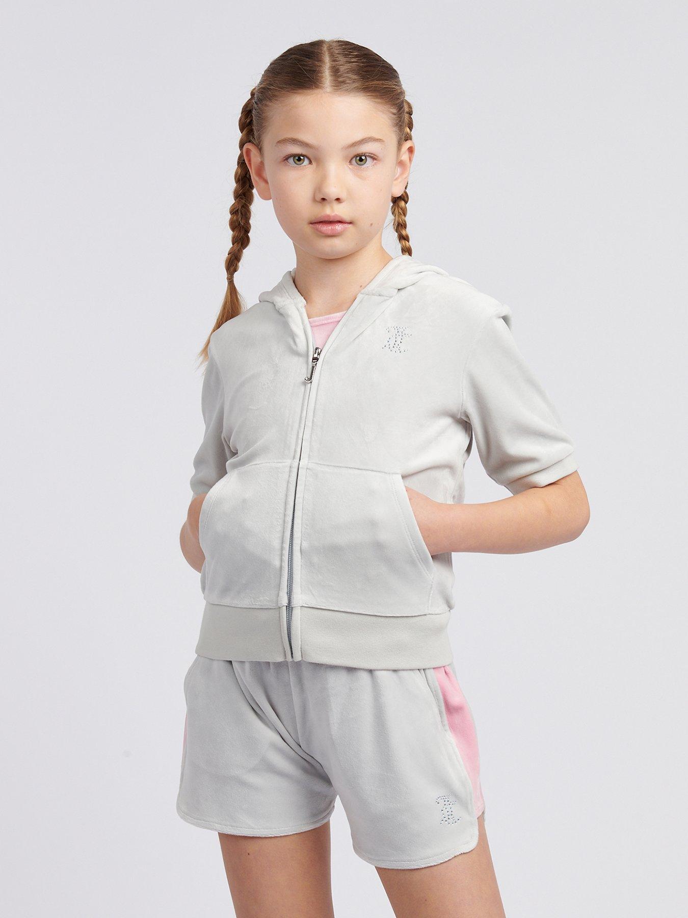 juicy-couture-girls-diamante-zip-thru-short-sleeve-hoodie-light-grey