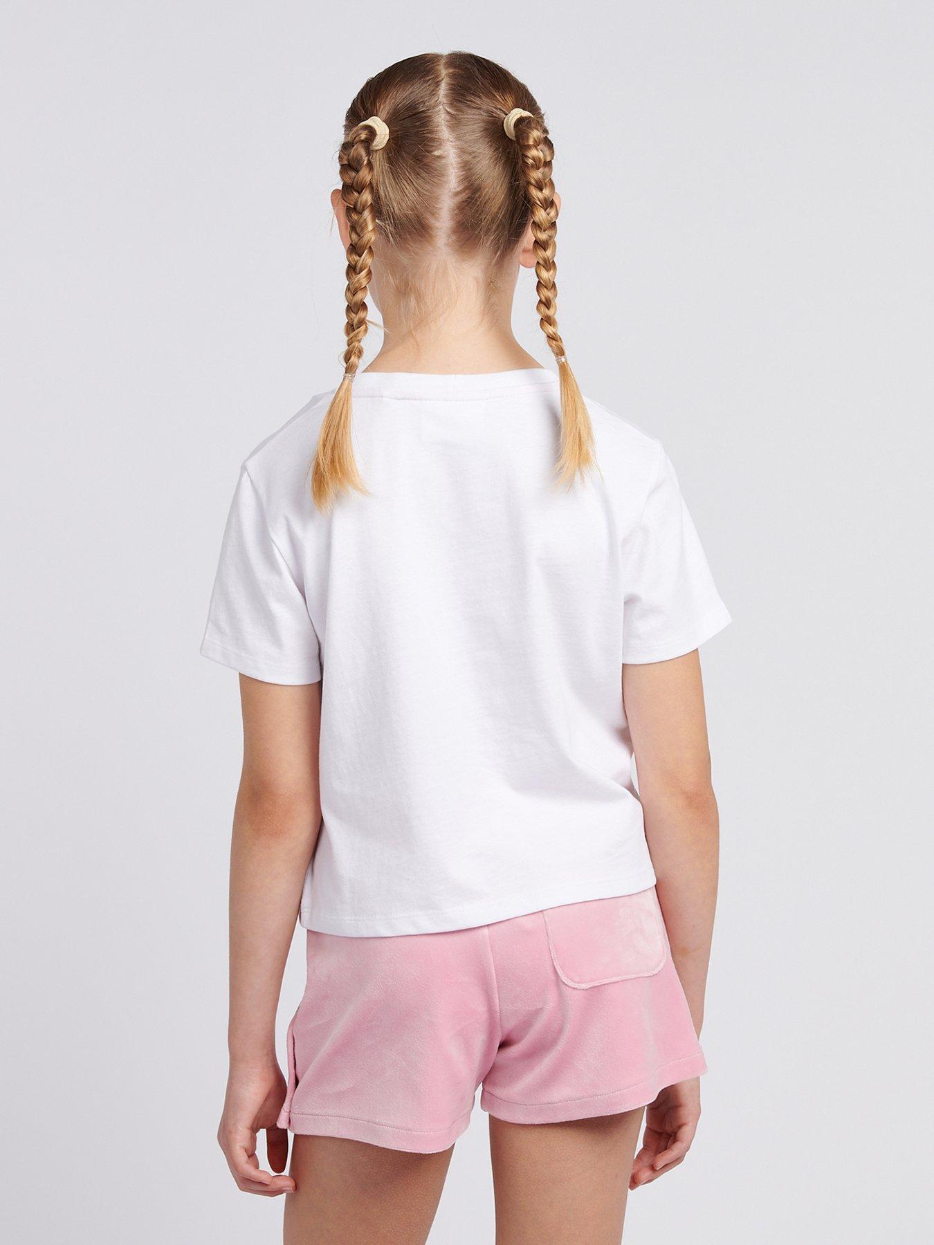 Juicy Couture Girls Boxy Double Neck Tee & Velour Popper Short Set ...