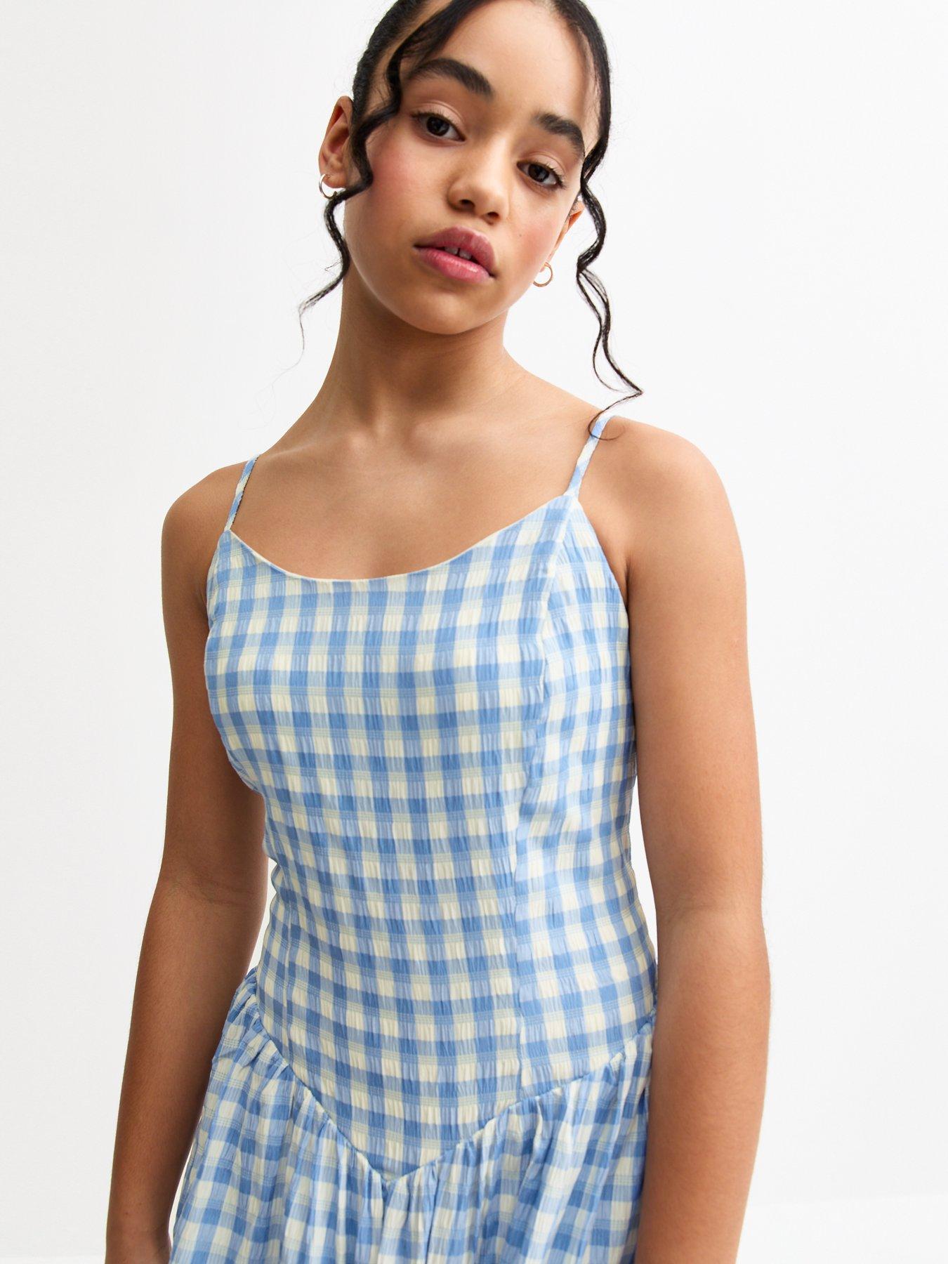 New Look 915 Girls Blue Gingham Check Bubble Hem Dress - Blue/White | Very  Ireland