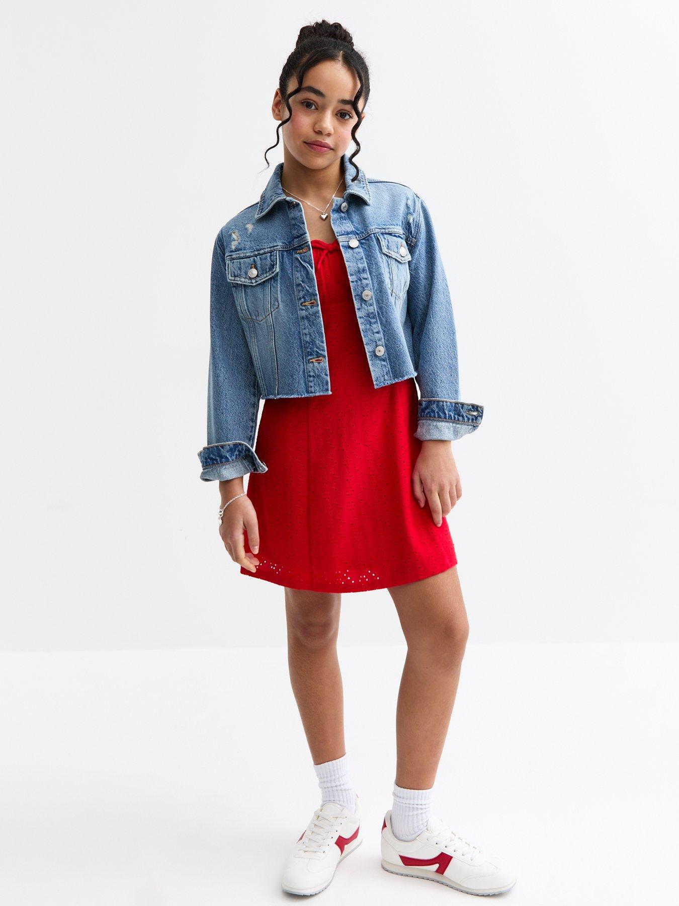 Image 2 of 4 of New Look 915 Girls Broderie Anglaise Dress - Red