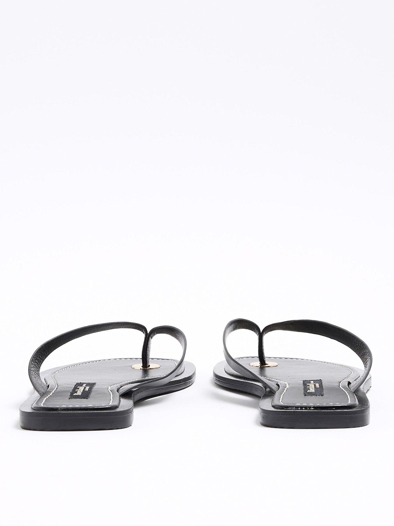 Image 3 of 5 of River Island Wide Toe Thong Flat Sandal - Black