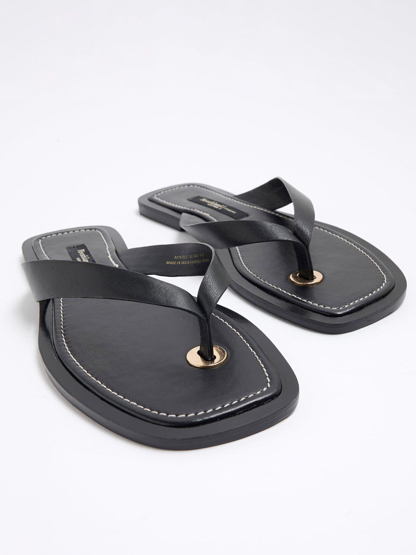 Image 5 of 5 of River Island Wide Toe Thong Flat Sandal - Black
