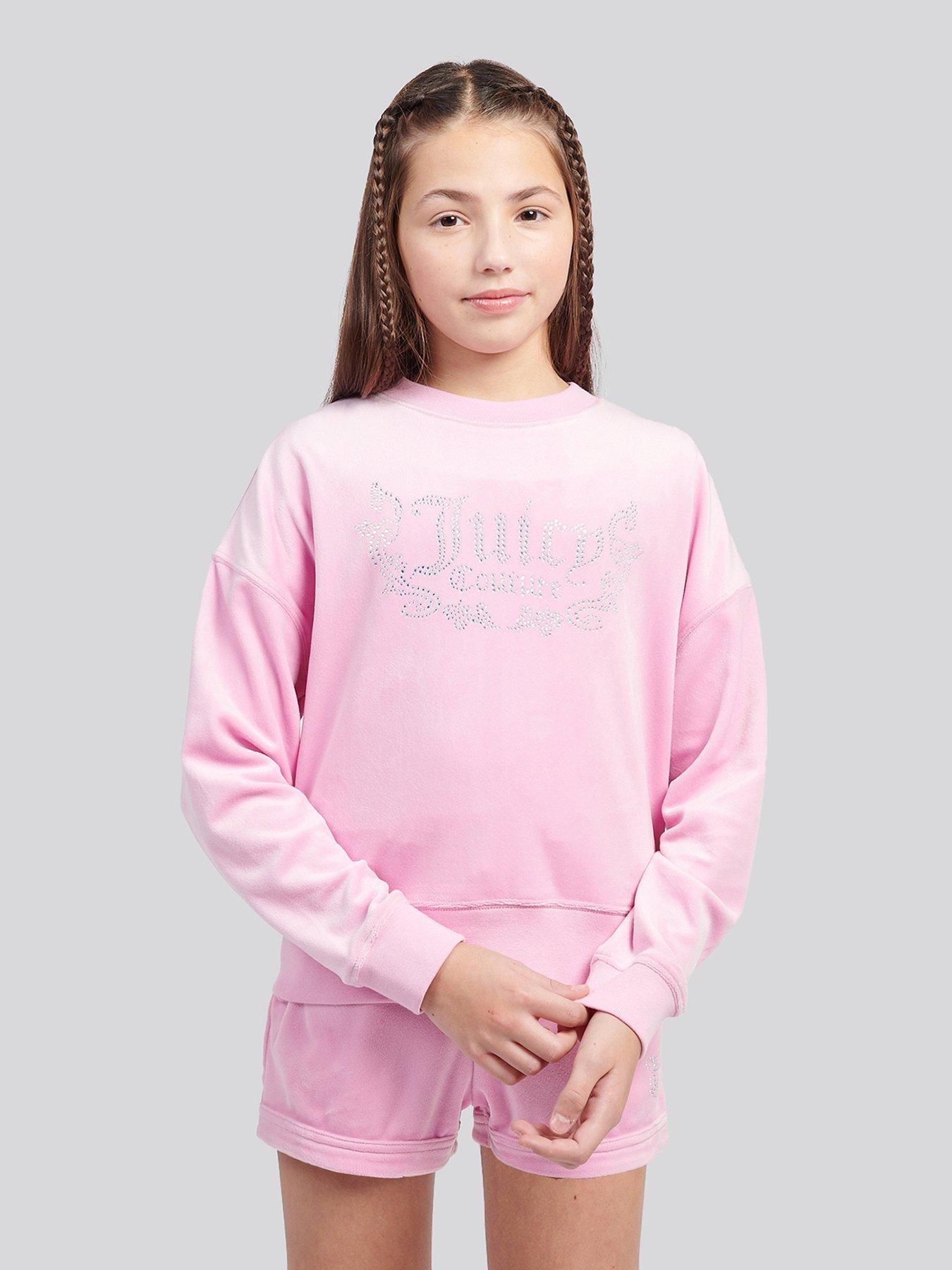 Juicy Couture Girls Diamante Crew Neck Sweatshirt - Pink
