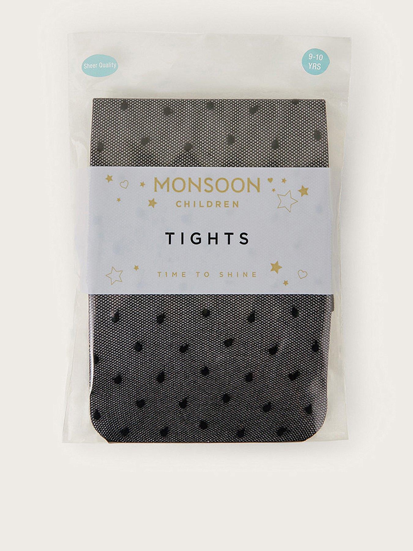 Monsoon Girls Semi Sheer Spot Tights - Black