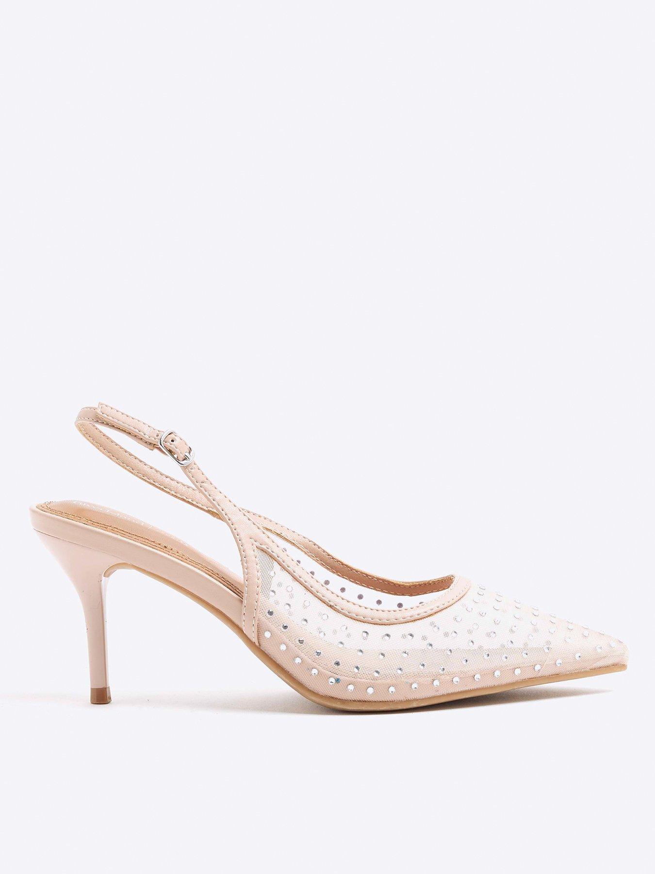 undefined Mesh Sling Back Court Shoe - Beige