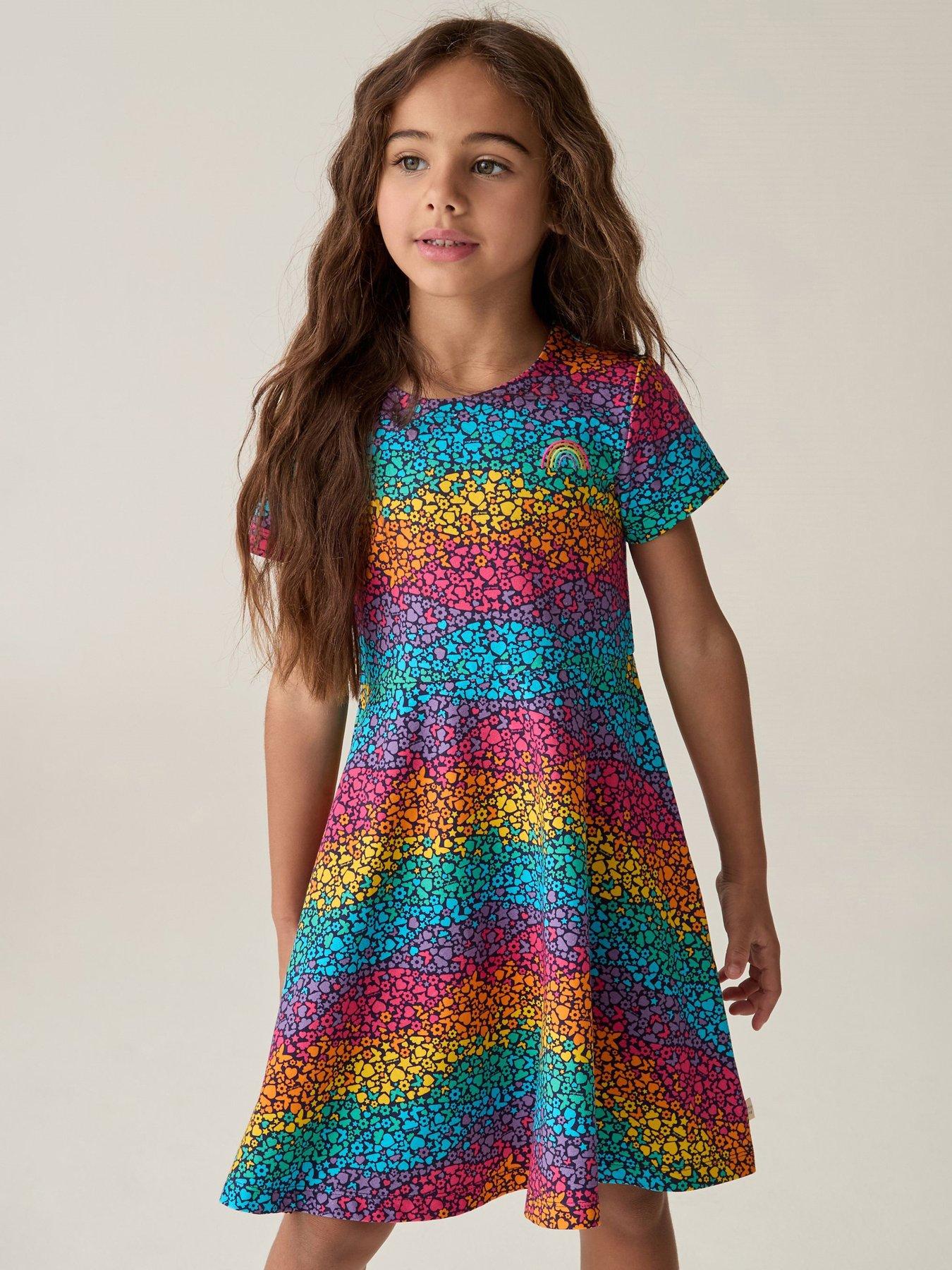 little-bird-girls-short-sleeve-colourful-skater-dress-multi