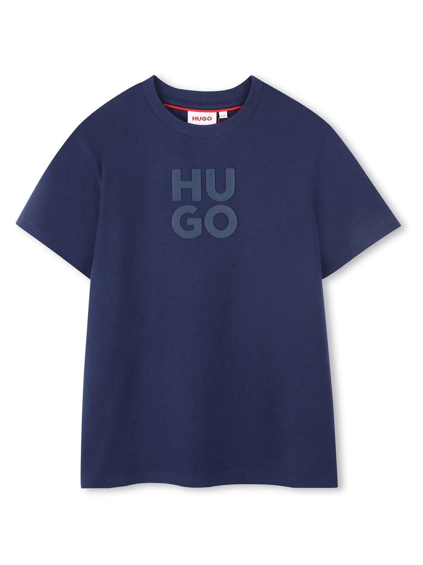 Image of HUGO Boys Short Sleeve Logo T-Shirt - Navy
