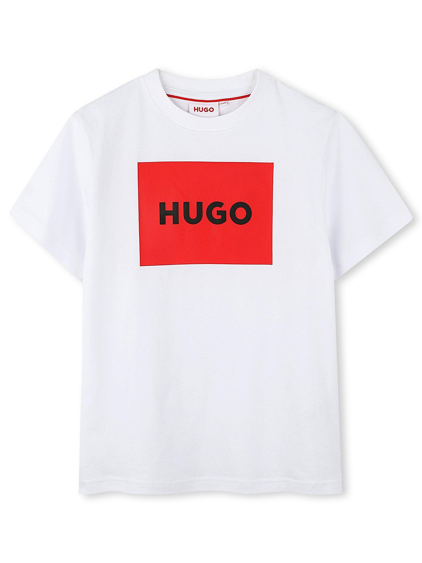undefined Boys Short Sleeve Square Logo T-Shirt - White