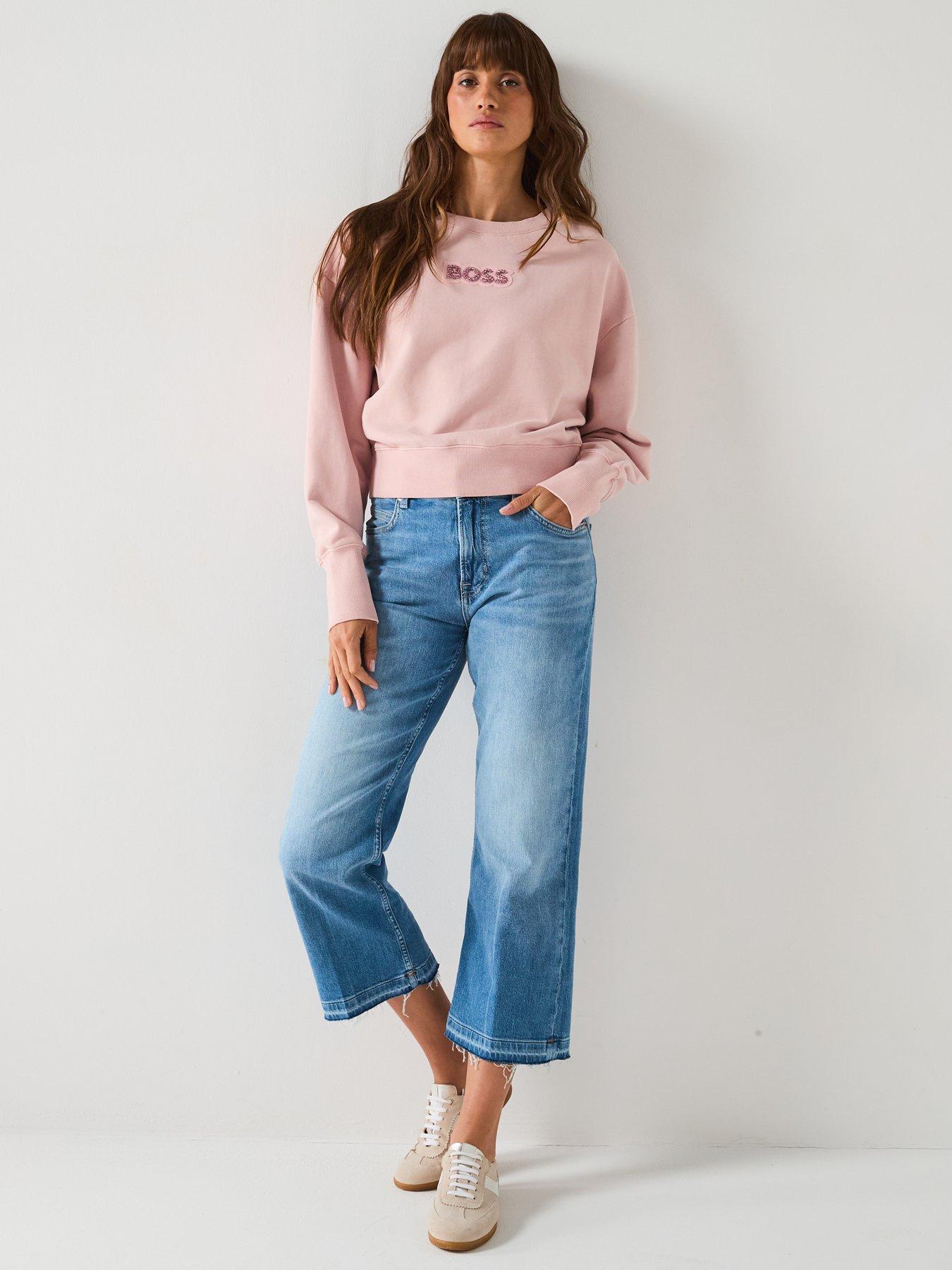 Image 3 of 6 of BOSS Elay Stonebadge Logo Sweat Top - Open Pink