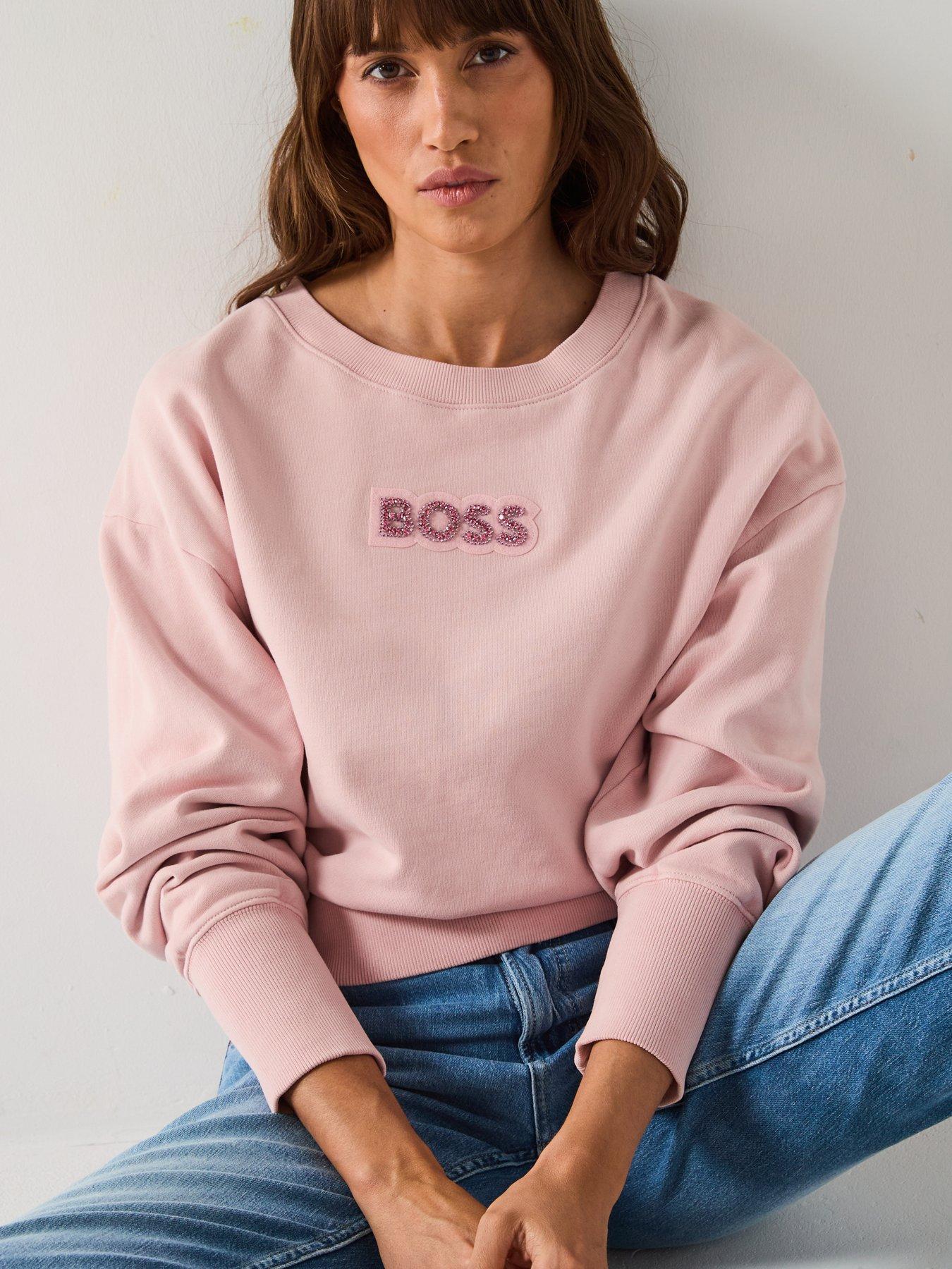 Image 6 of 6 of BOSS Elay Stonebadge Logo Sweat Top - Open Pink
