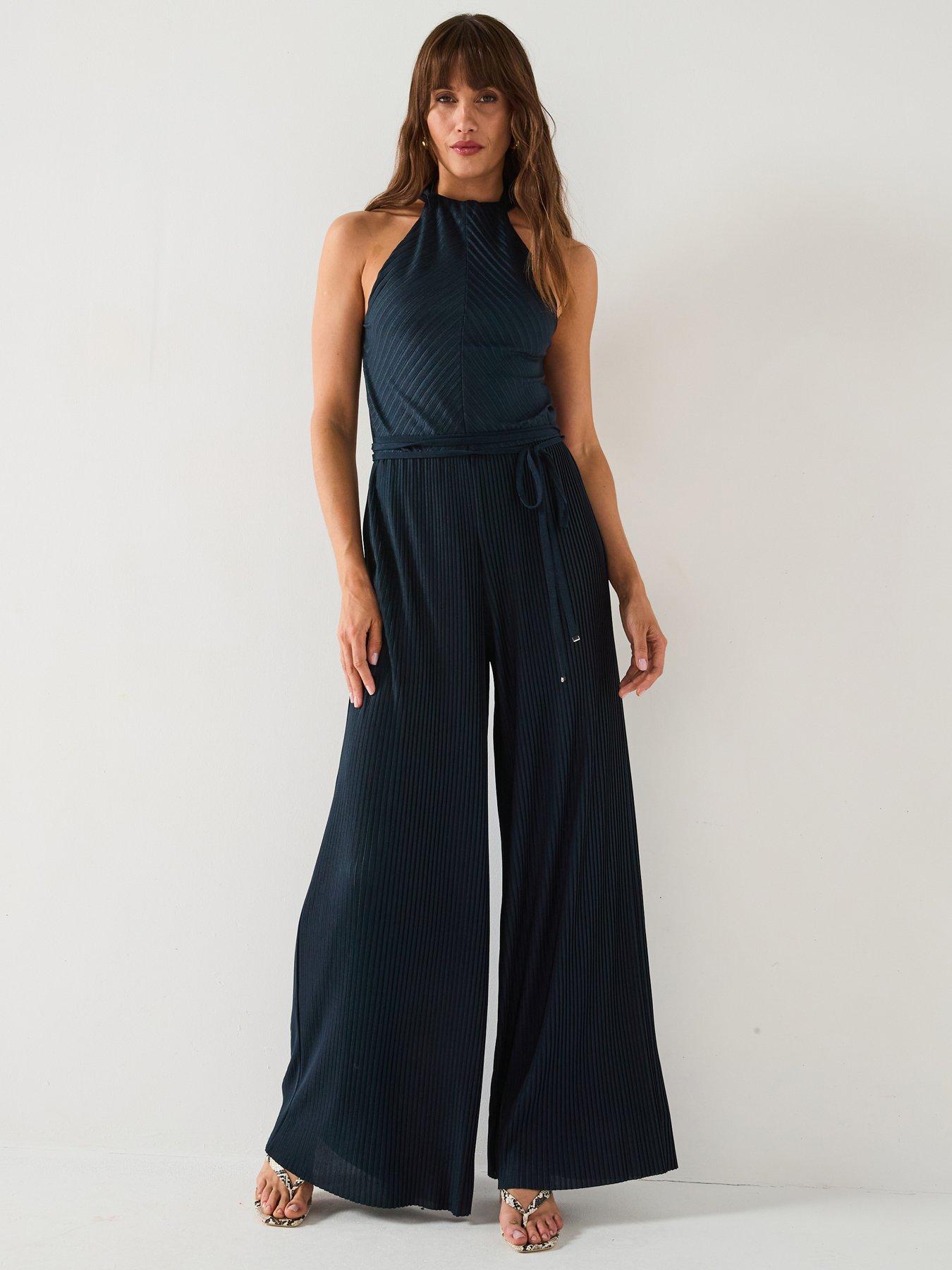 BOSS Exuma Pleat Jumpsuit - Dark Blue