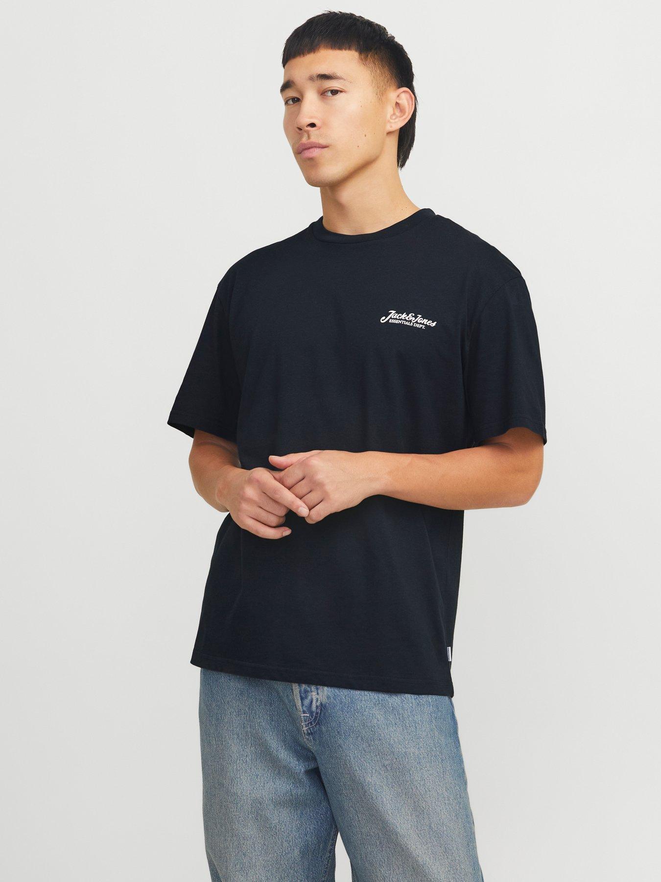 Image 1 of 6 of Jack & Jones Beau Script Logo T-Shirt - Navy
