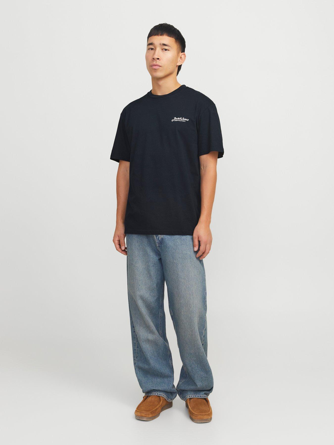 Image 3 of 6 of Jack & Jones Beau Script Logo T-Shirt - Navy