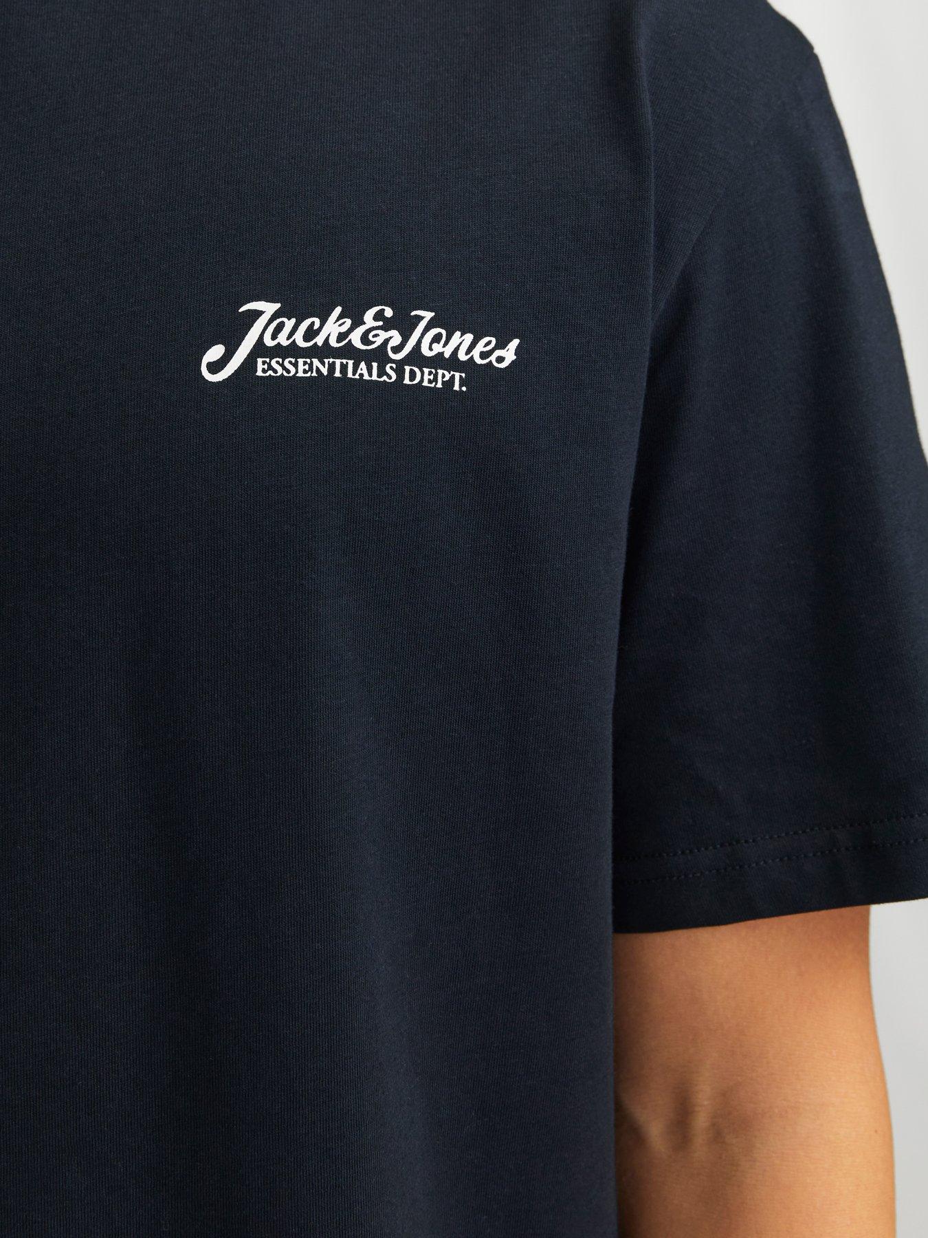 Image 4 of 6 of Jack & Jones Beau Script Logo T-Shirt - Navy