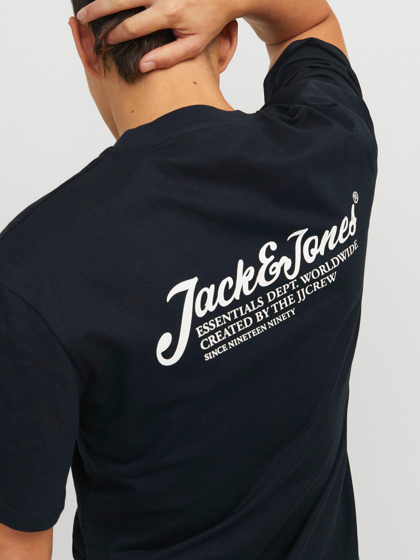 Image 5 of 6 of Jack & Jones Beau Script Logo T-Shirt - Navy