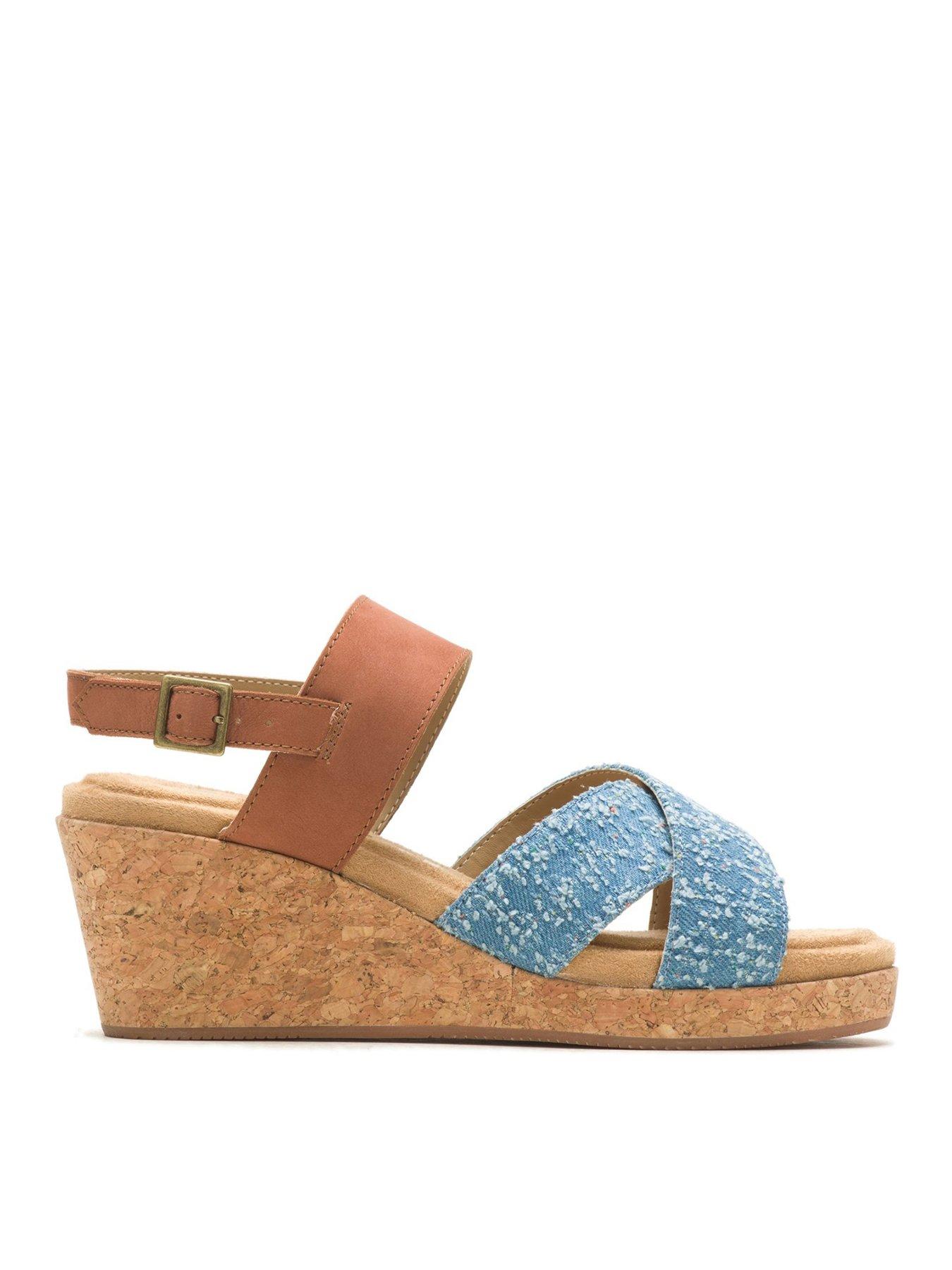 Image 1 of 6 of Hush Puppies Willow Cross Strap Wedge Sandal - Denim