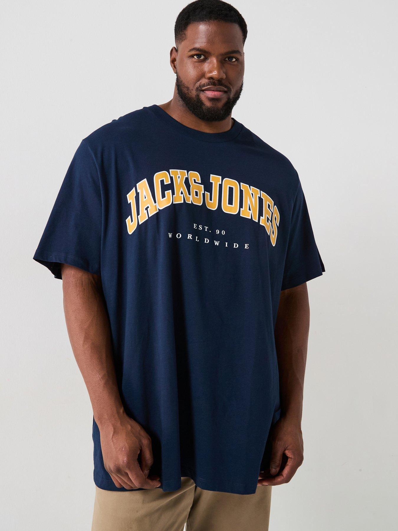 Jack & Jones Plus Size Caleb Varsity T-Shirt - Navy