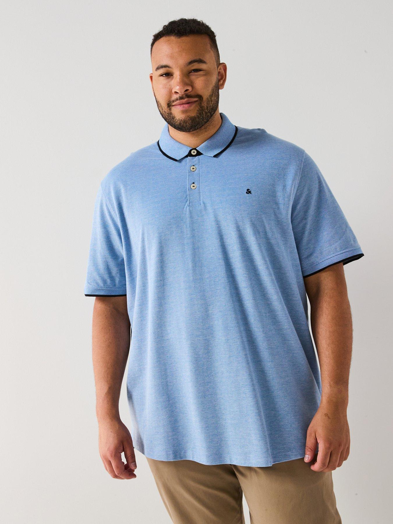 Image 1 of 4 of Jack & Jones Plus Paulos Tipped Polo Shirt - Bright Cobalt