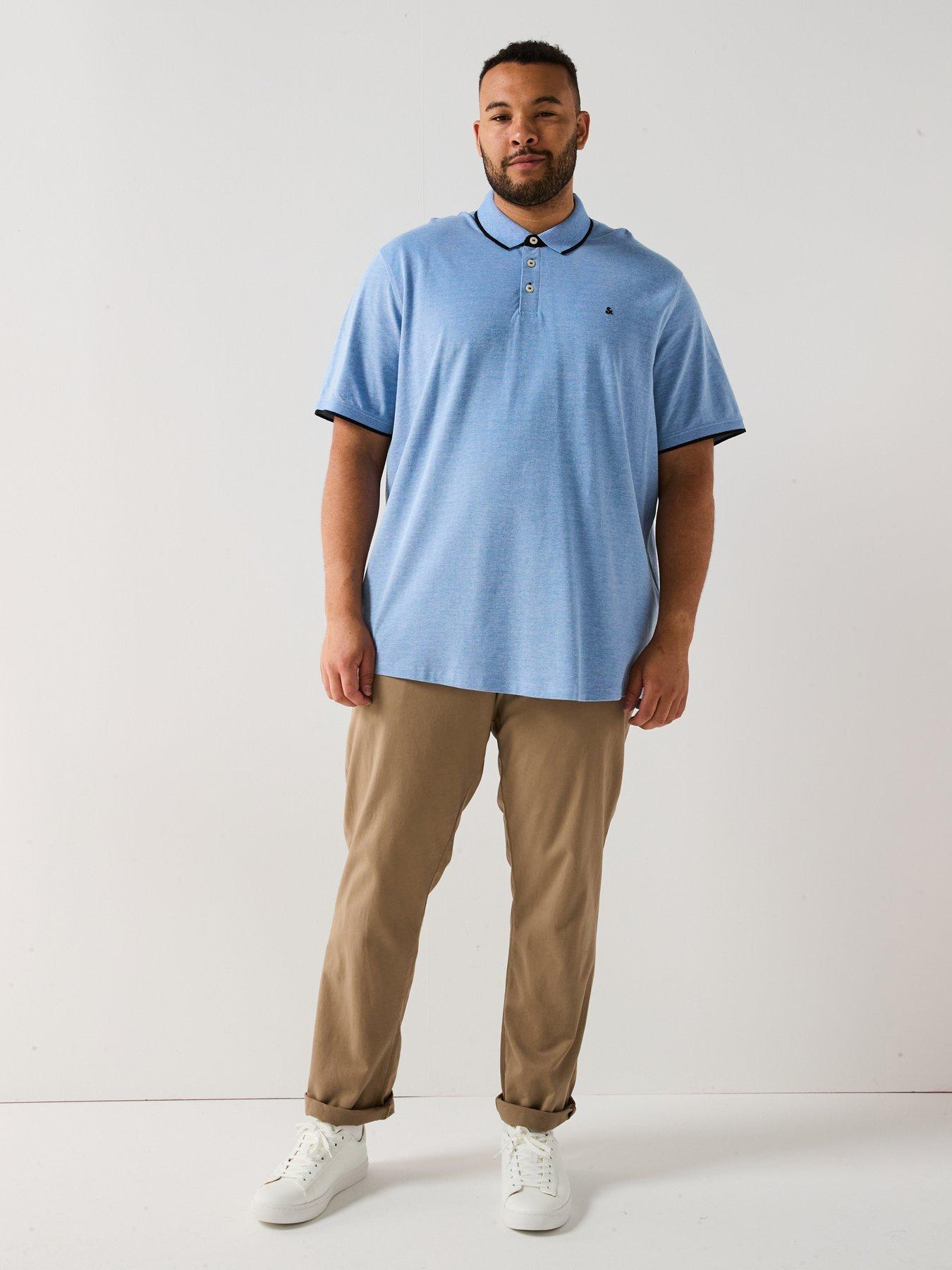 Image 3 of 4 of Jack & Jones Plus Paulos Tipped Polo Shirt - Bright Cobalt