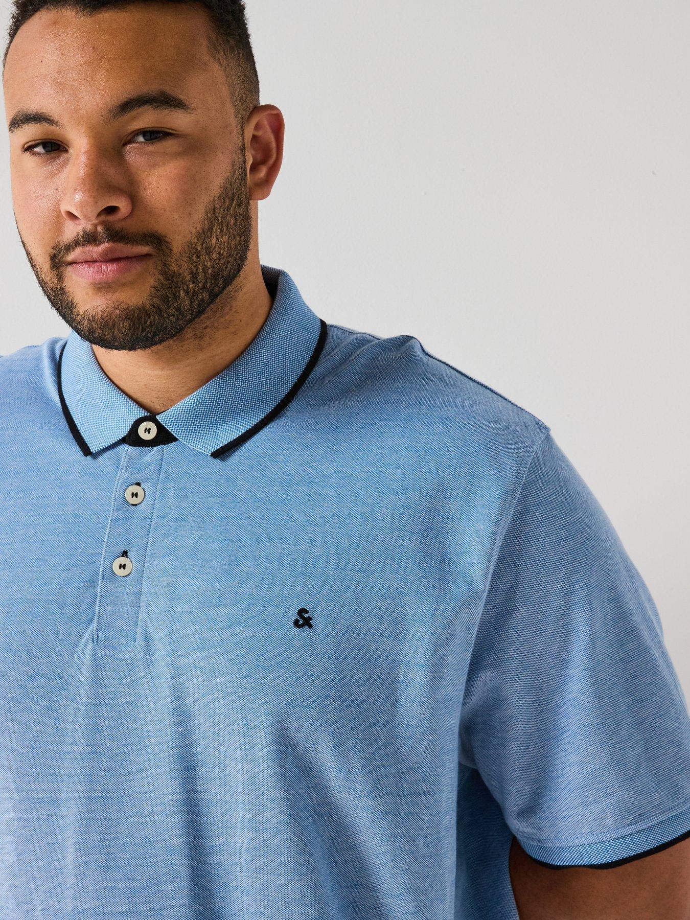 Image 4 of 4 of Jack & Jones Plus Paulos Tipped Polo Shirt - Bright Cobalt