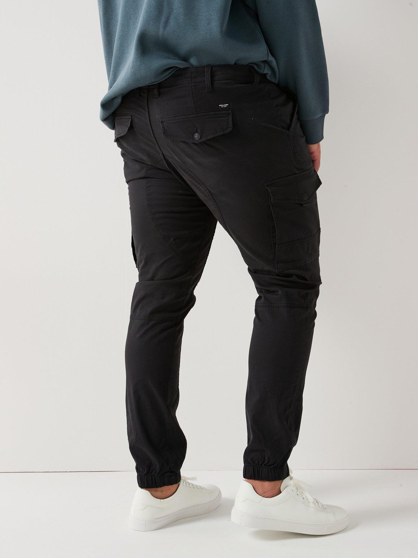 Image 2 of 4 of Jack & Jones Plus Paul Tapered Fit Cuffed Cargo Pants - Black