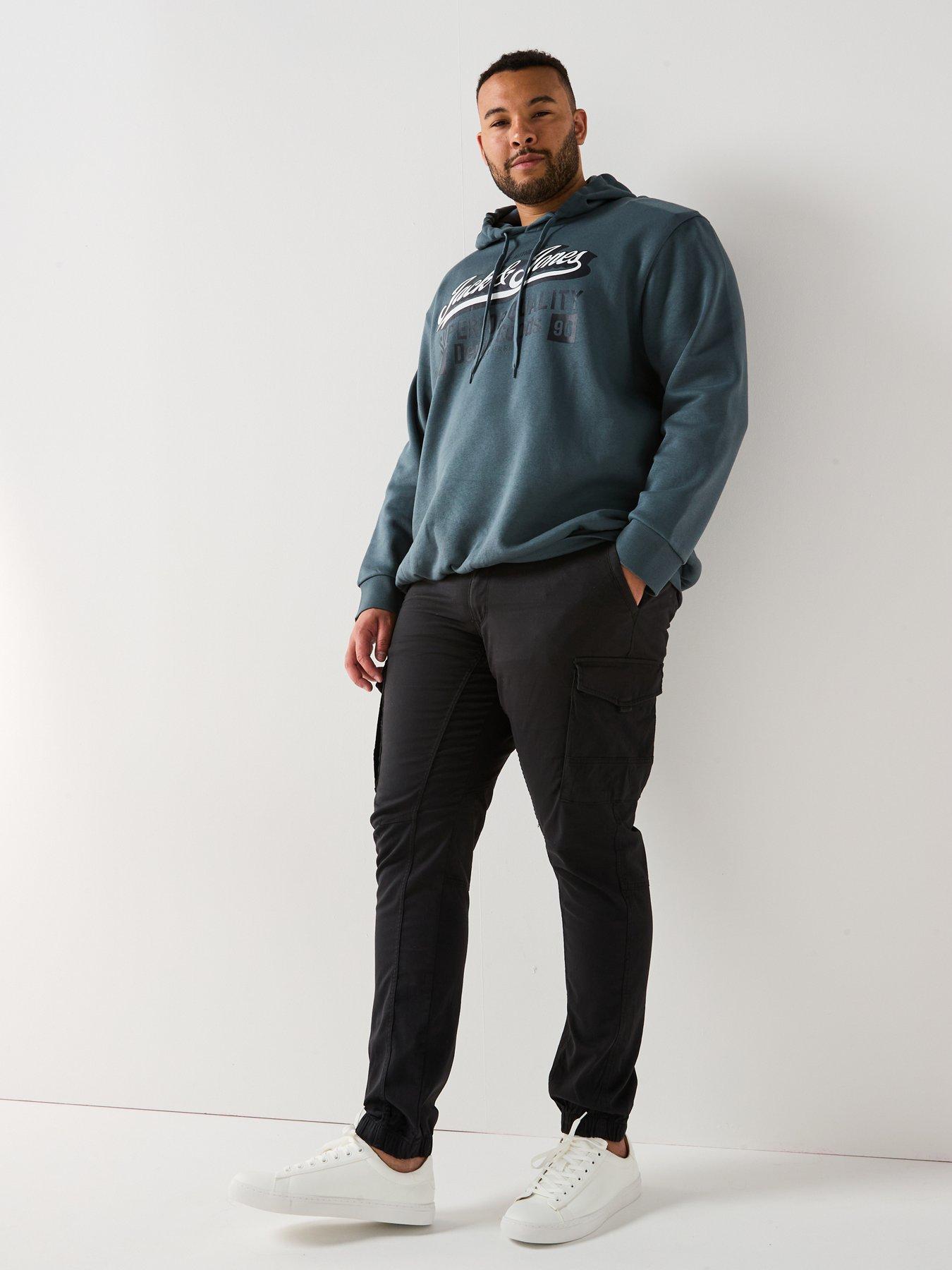 Image 3 of 4 of Jack & Jones Plus Paul Tapered Fit Cuffed Cargo Pants - Black