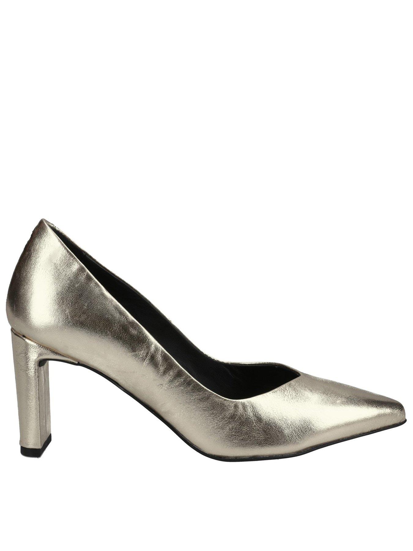 Image 1 of 5 of Hush Puppies Olivia Leather Court Shoe - Gold