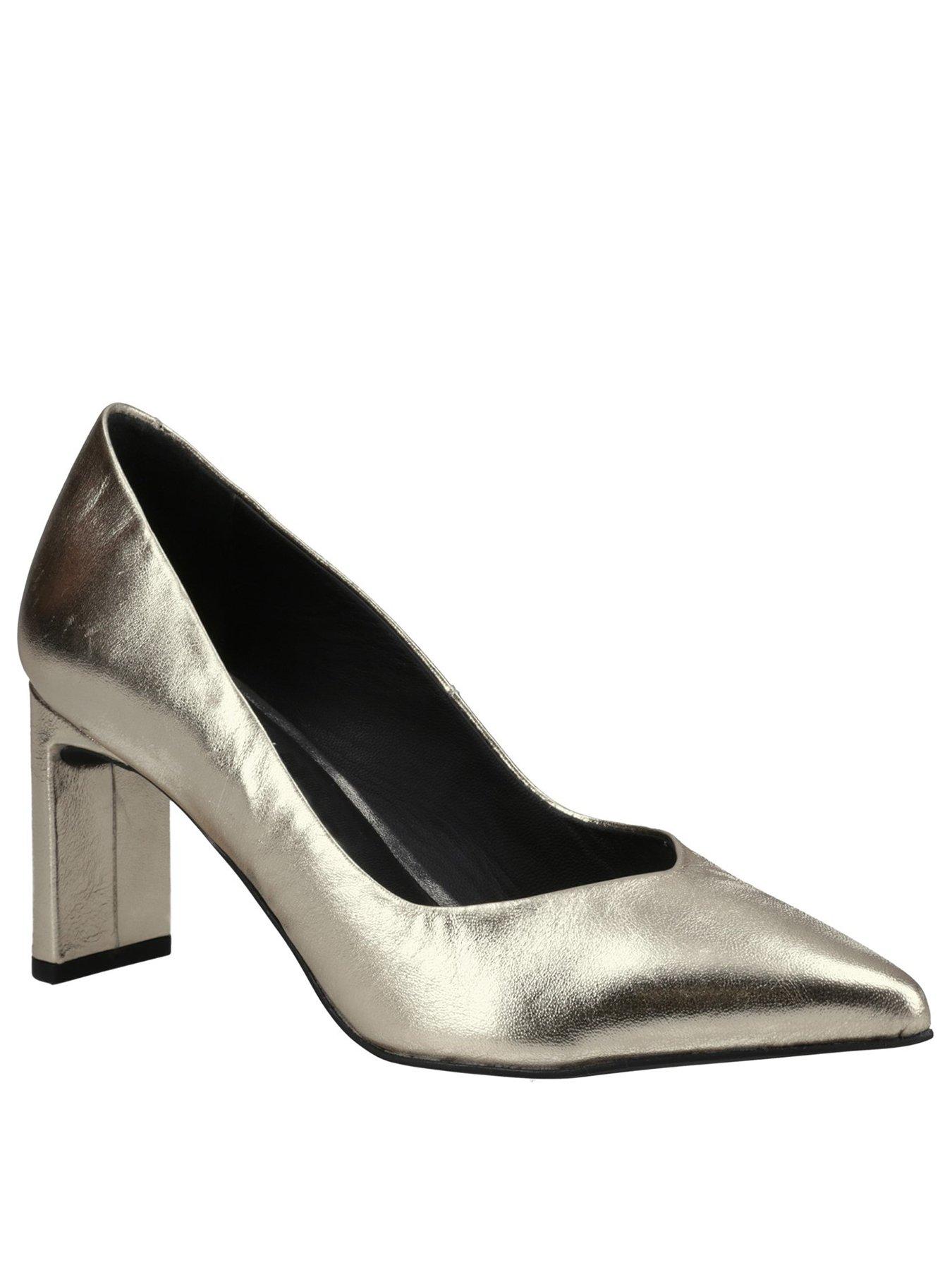 Image 2 of 5 of Hush Puppies Olivia Leather Court Shoe - Gold