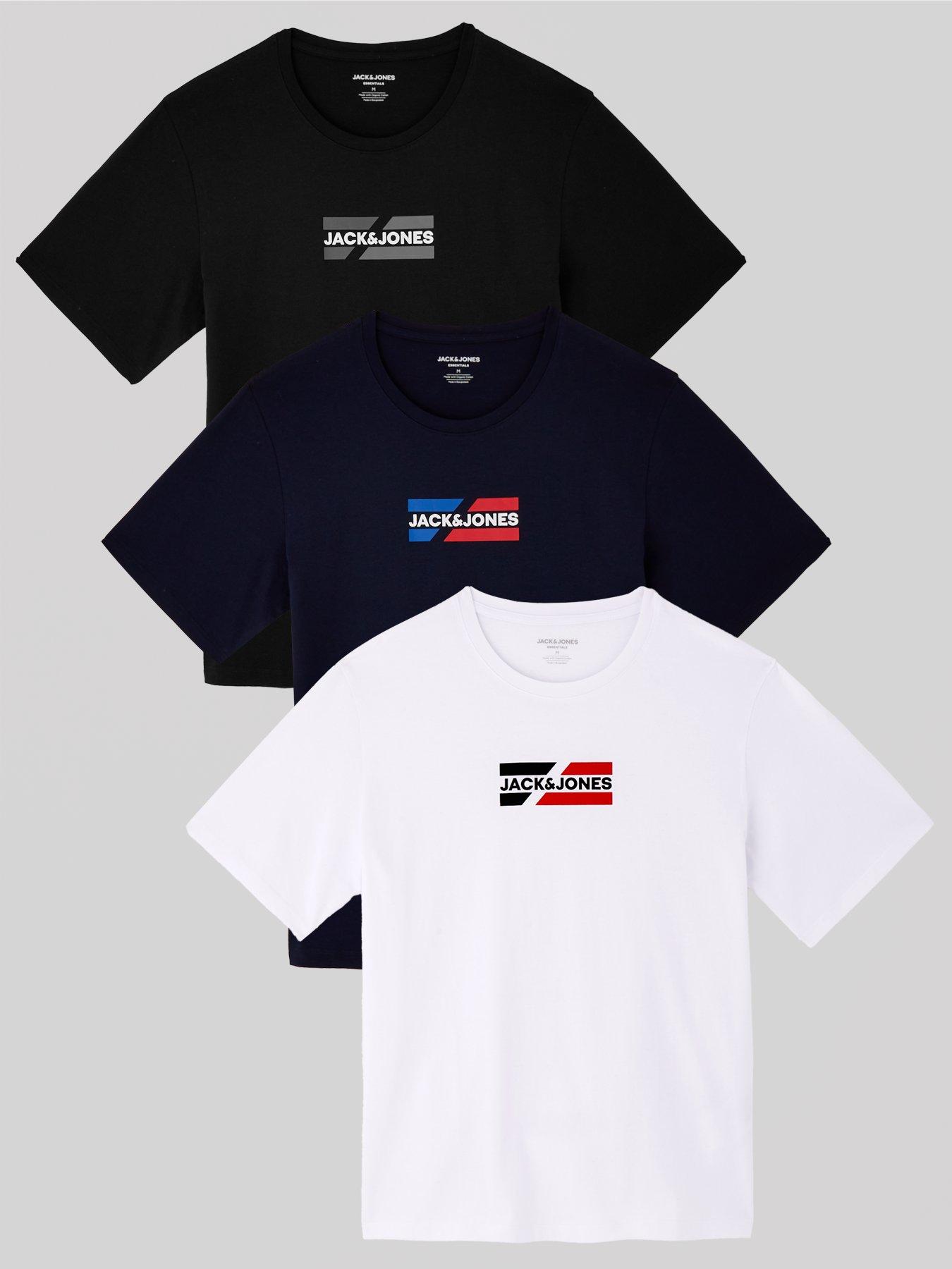 Jack & Jones 3-Pack Graphic Chest Logo T-Shirt - Multi