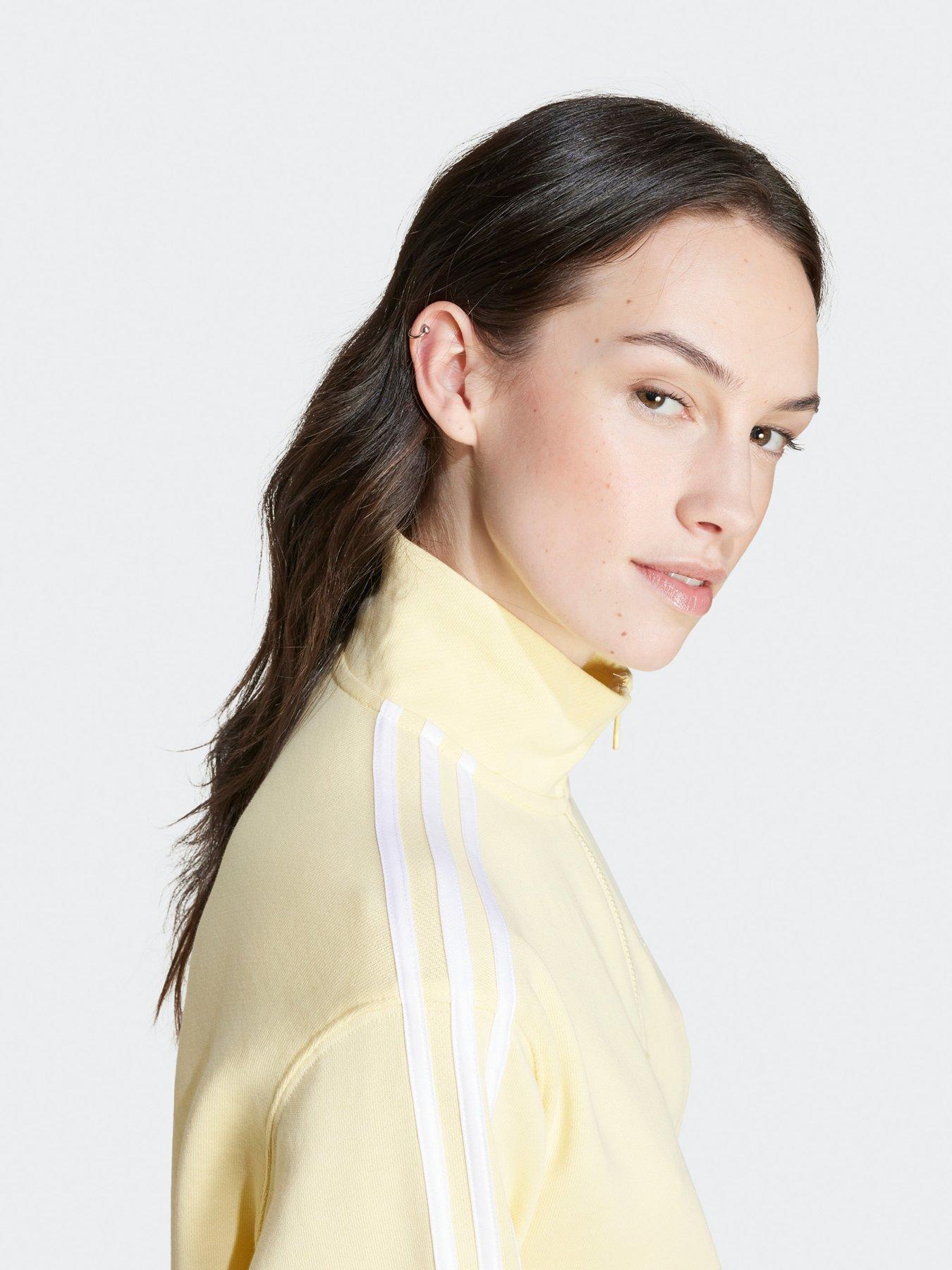 adidas-sportswear-womens-essentials-3-stripes-quarter-zip-sweatshirt-yellowoutfit