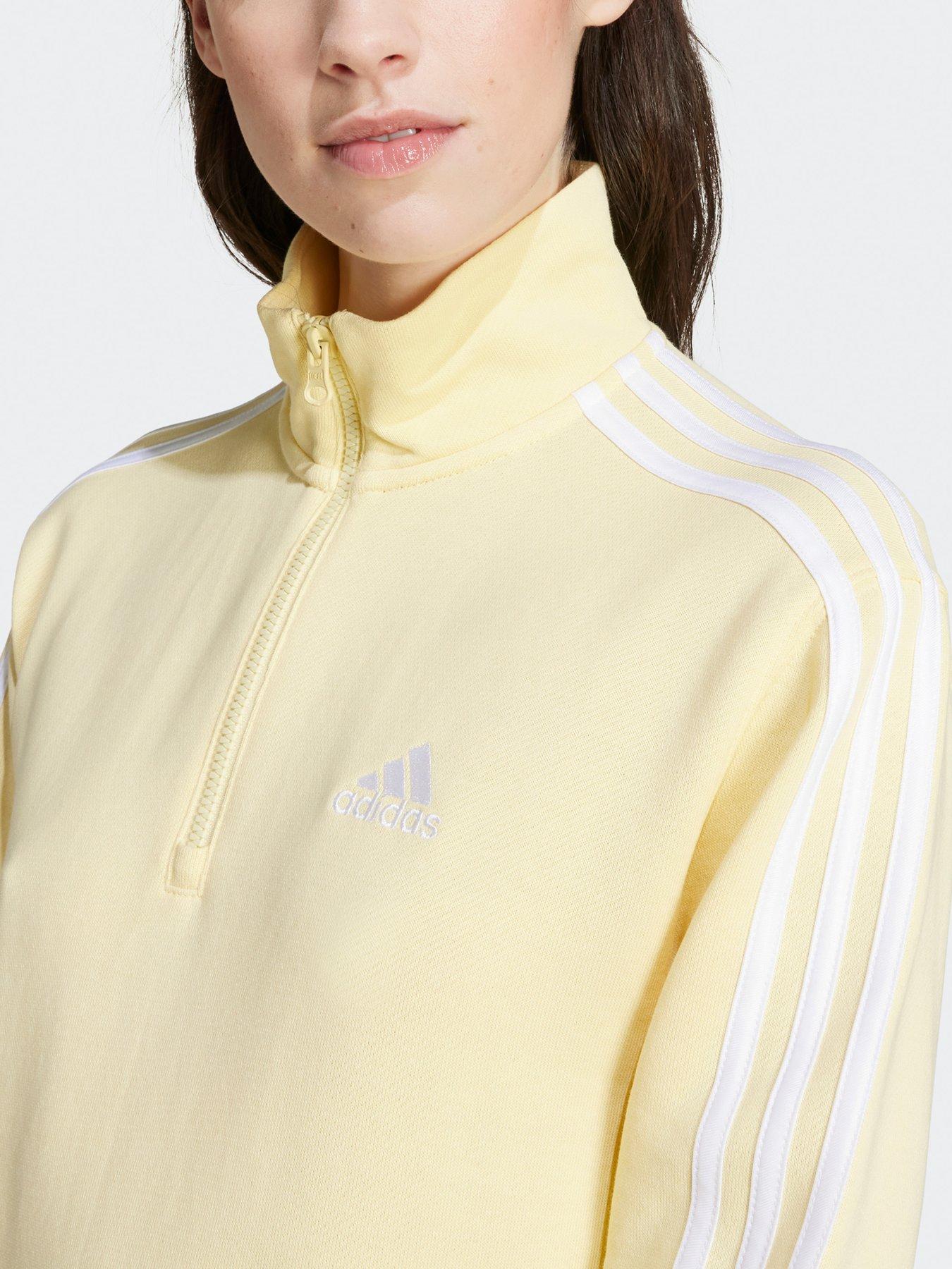 adidas-sportswear-womens-essentials-3-stripes-quarter-zip-sweatshirt-yellowdetail