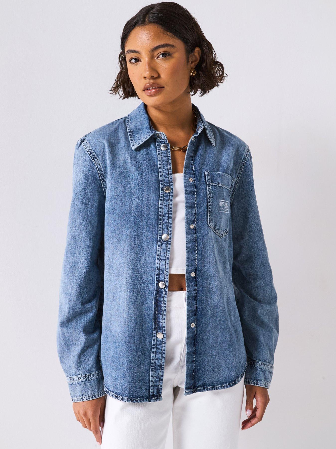 Image 1 of 6 of Moschino Jeans Lightweight Denim Shirt - Blue