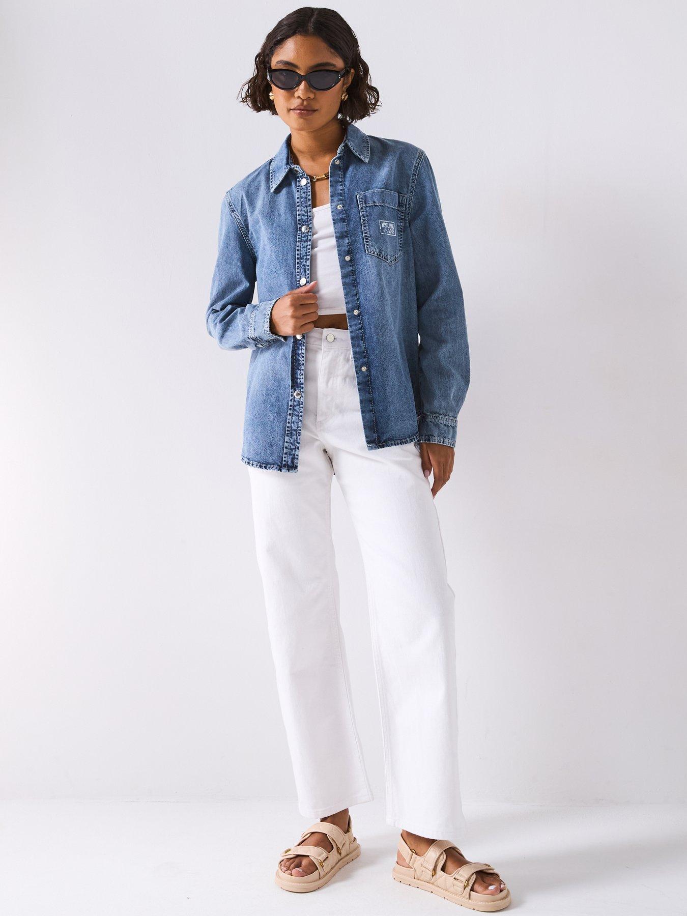 Image 3 of 6 of Moschino Jeans Lightweight Denim Shirt - Blue