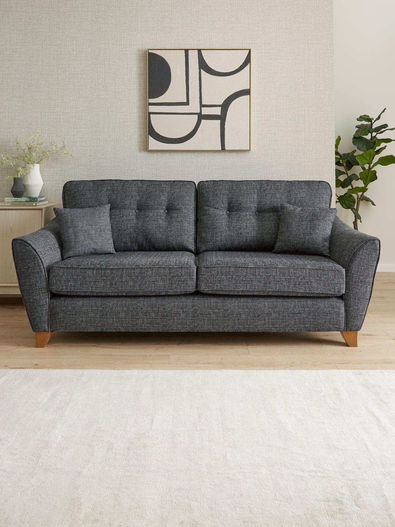 Very Home Halstow 3 Seater Fabric Sofa - Charcoal - Made to order in the UK