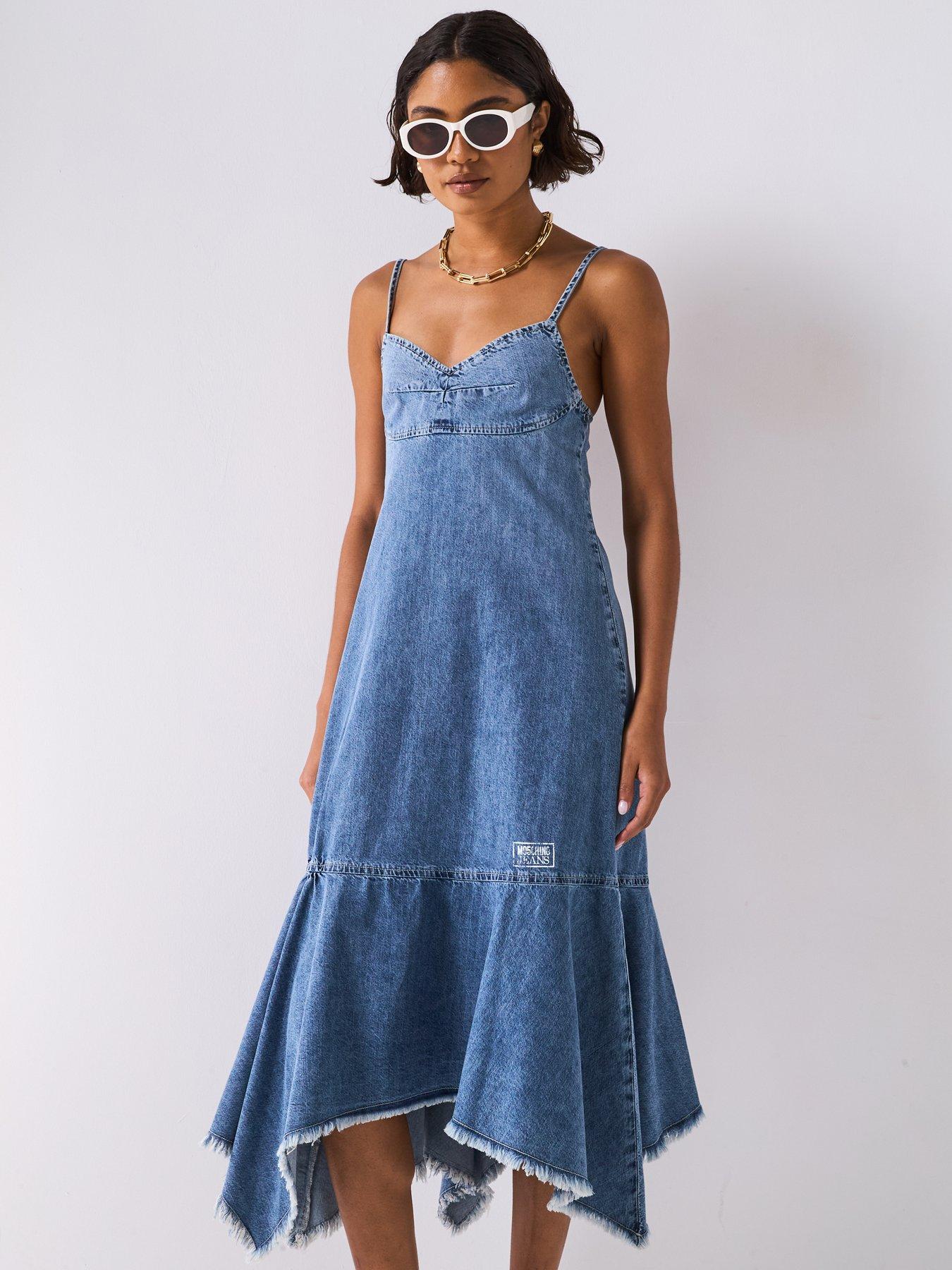 Image 1 of 6 of Moschino Jeans Lightweight Denim Dress - Blue