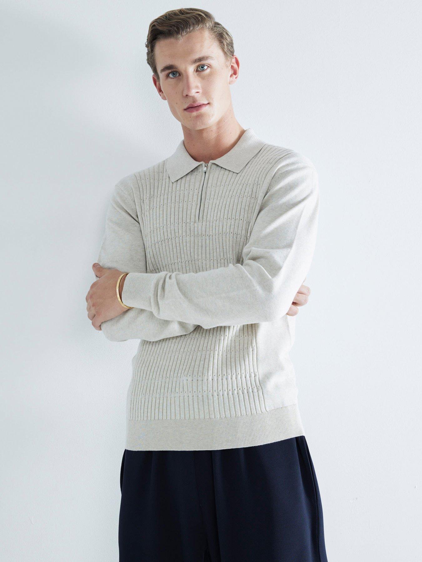 river-island-long-sleeve-textured-knitted-polo-shirt