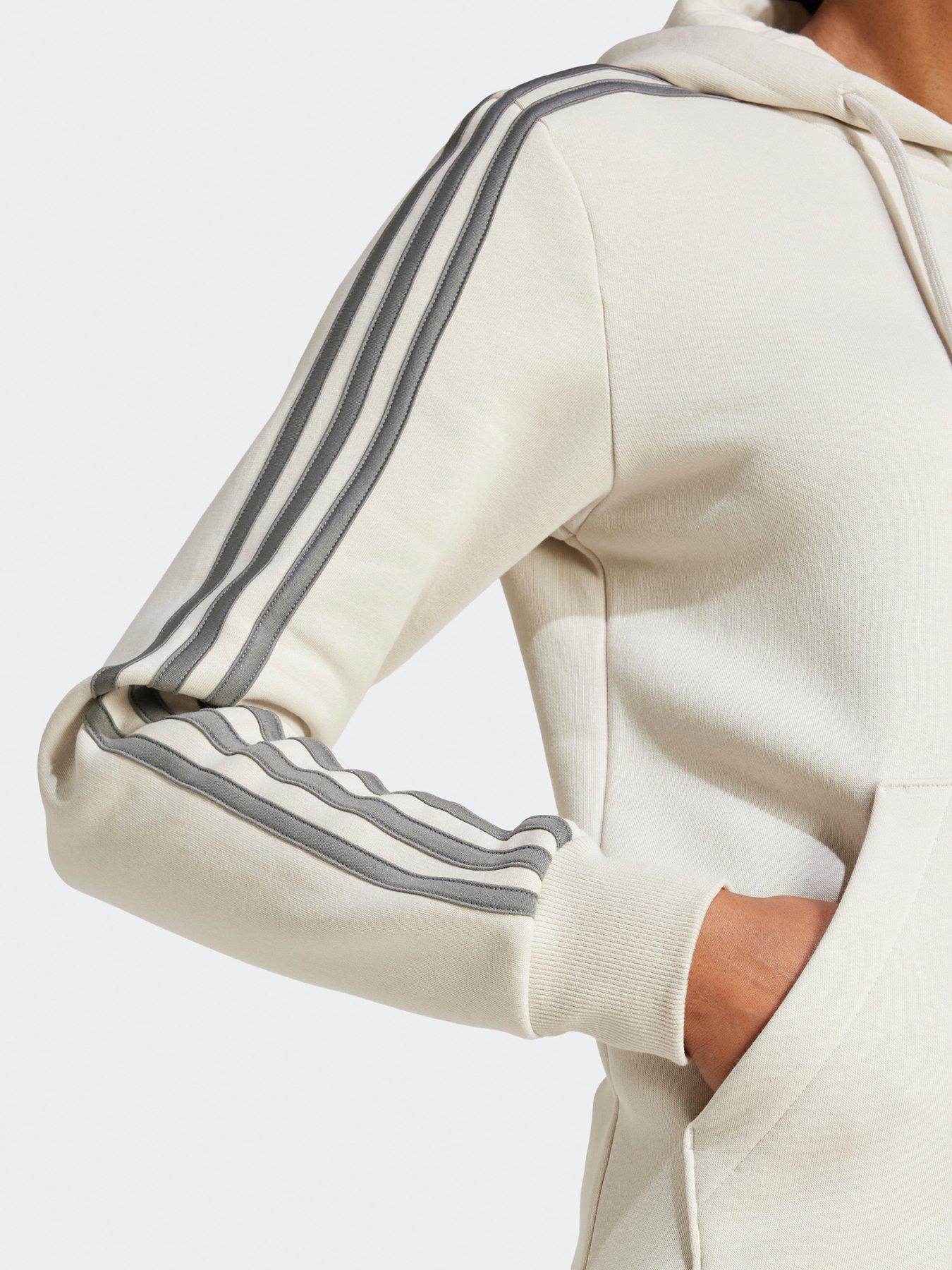 adidas-sportswear-womens-essentials-3-stripes-full-zip-fleece-hoodie-beigeoutfit