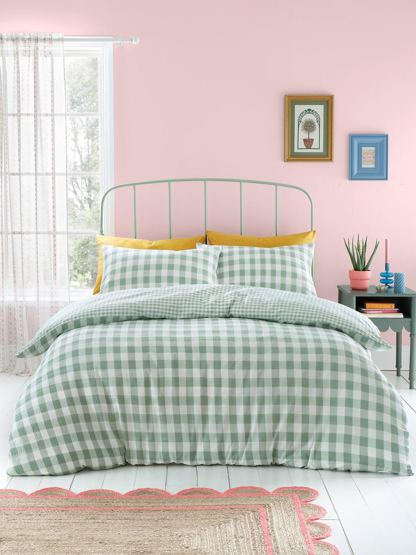 catherine-lansfield-seersucker-gingham-check-duvet-cover-set