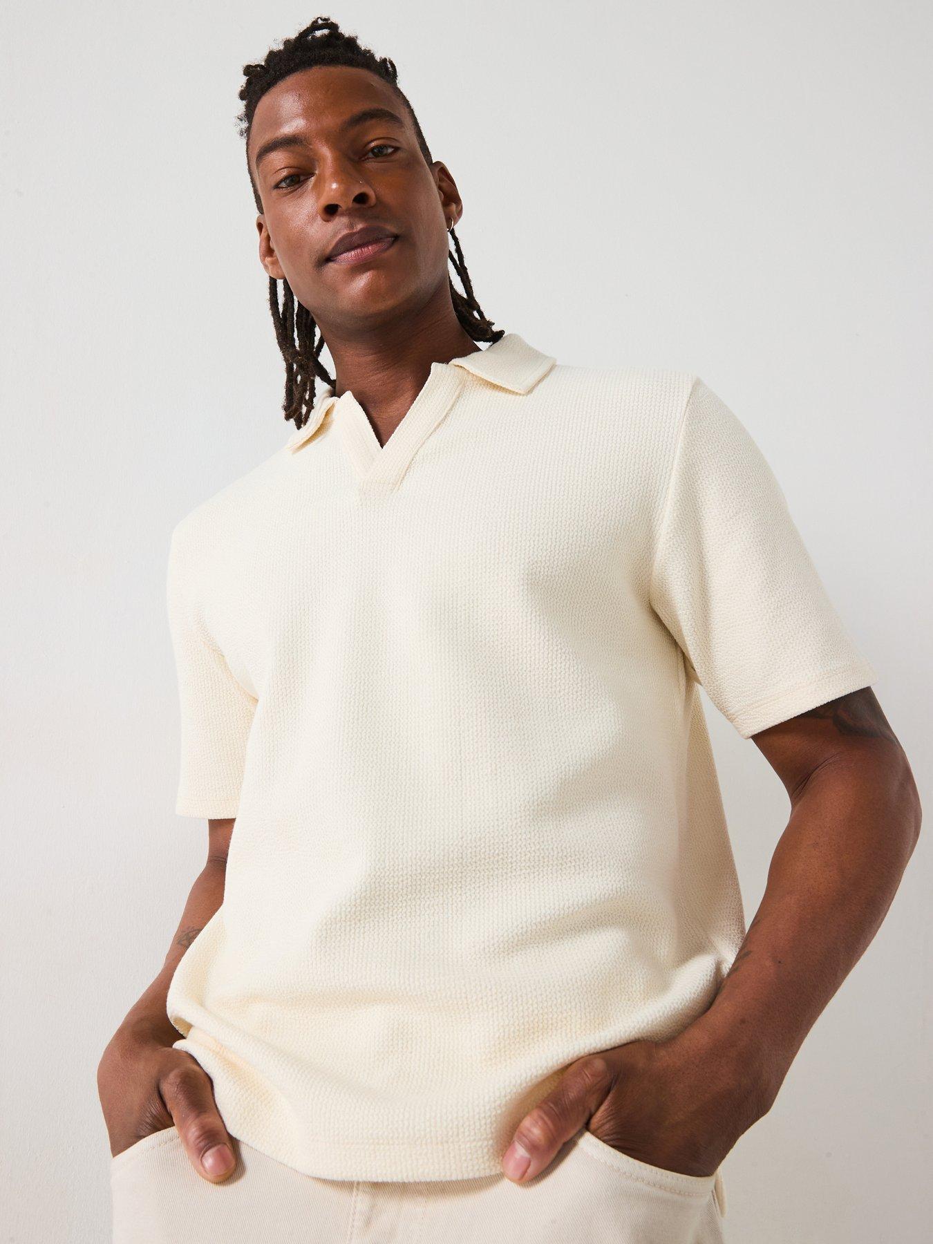 Image 1 of 6 of Jack & Jones Islington Texture Polo Shirt - Antique White