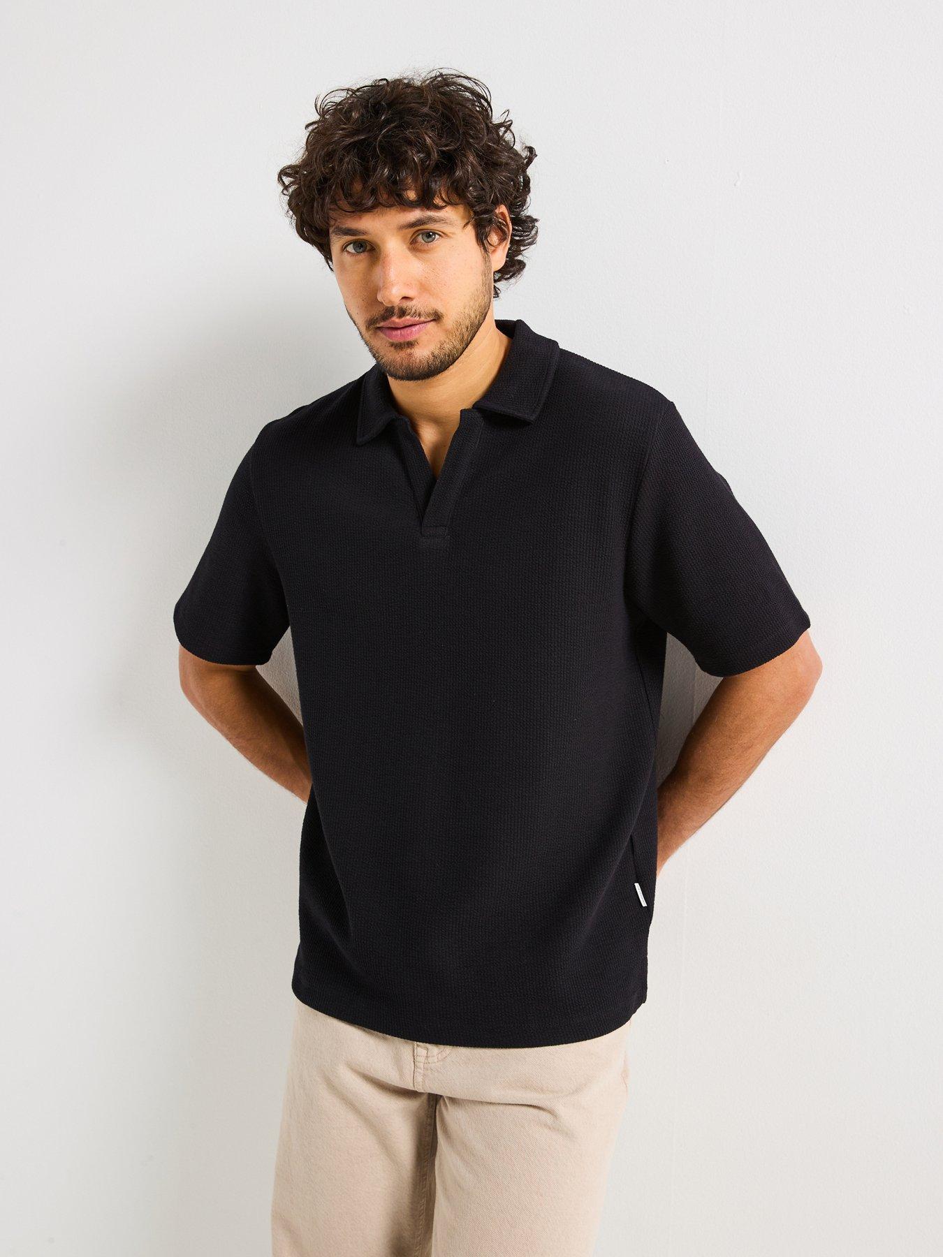 jack-jones-islington-texture-polo-shirt-blackfront
