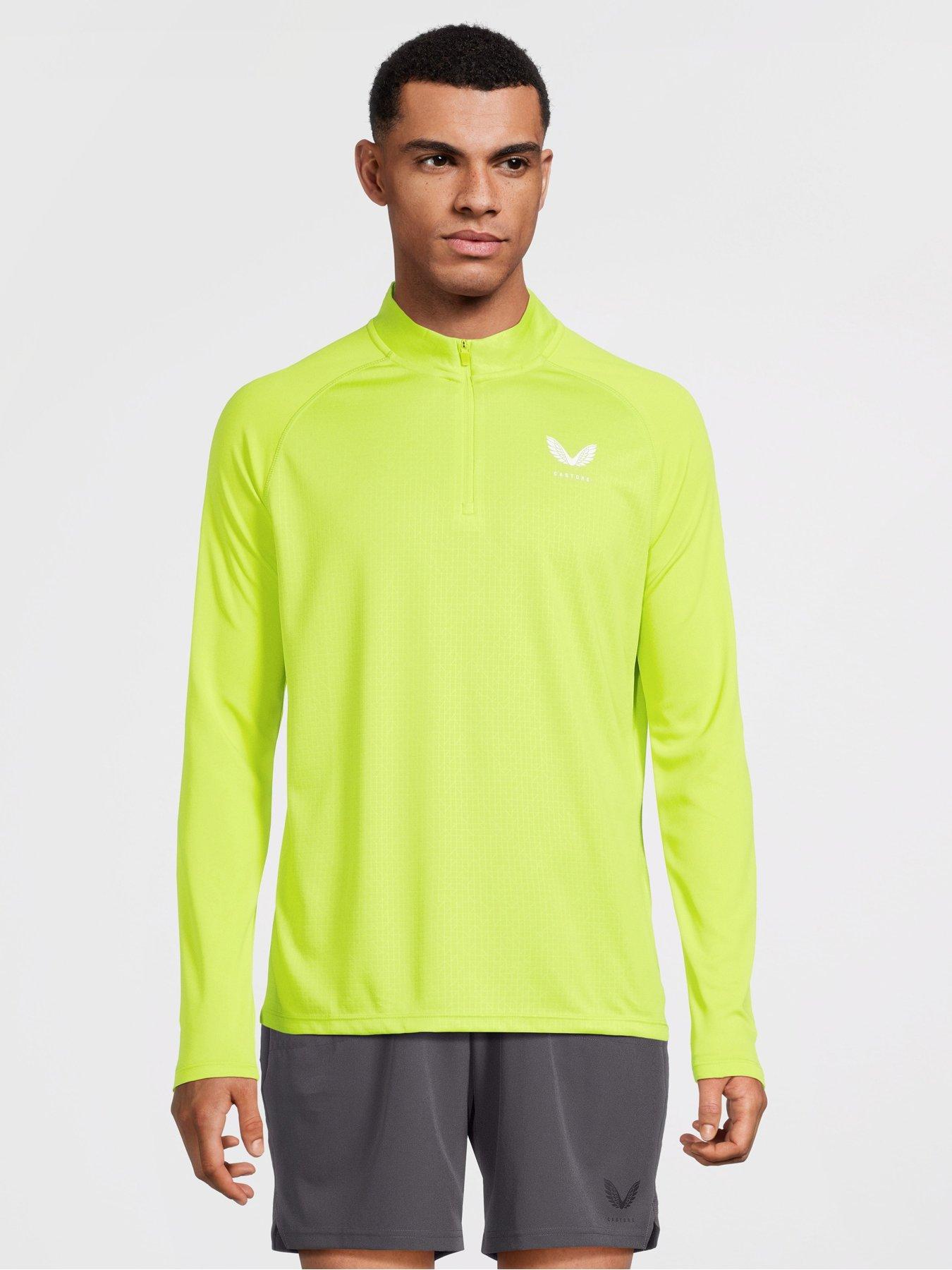 Image 1 of 5 of Castore Men's Training Adapt 1/4 Zip Long Sleeve Top - Acid Lime/White