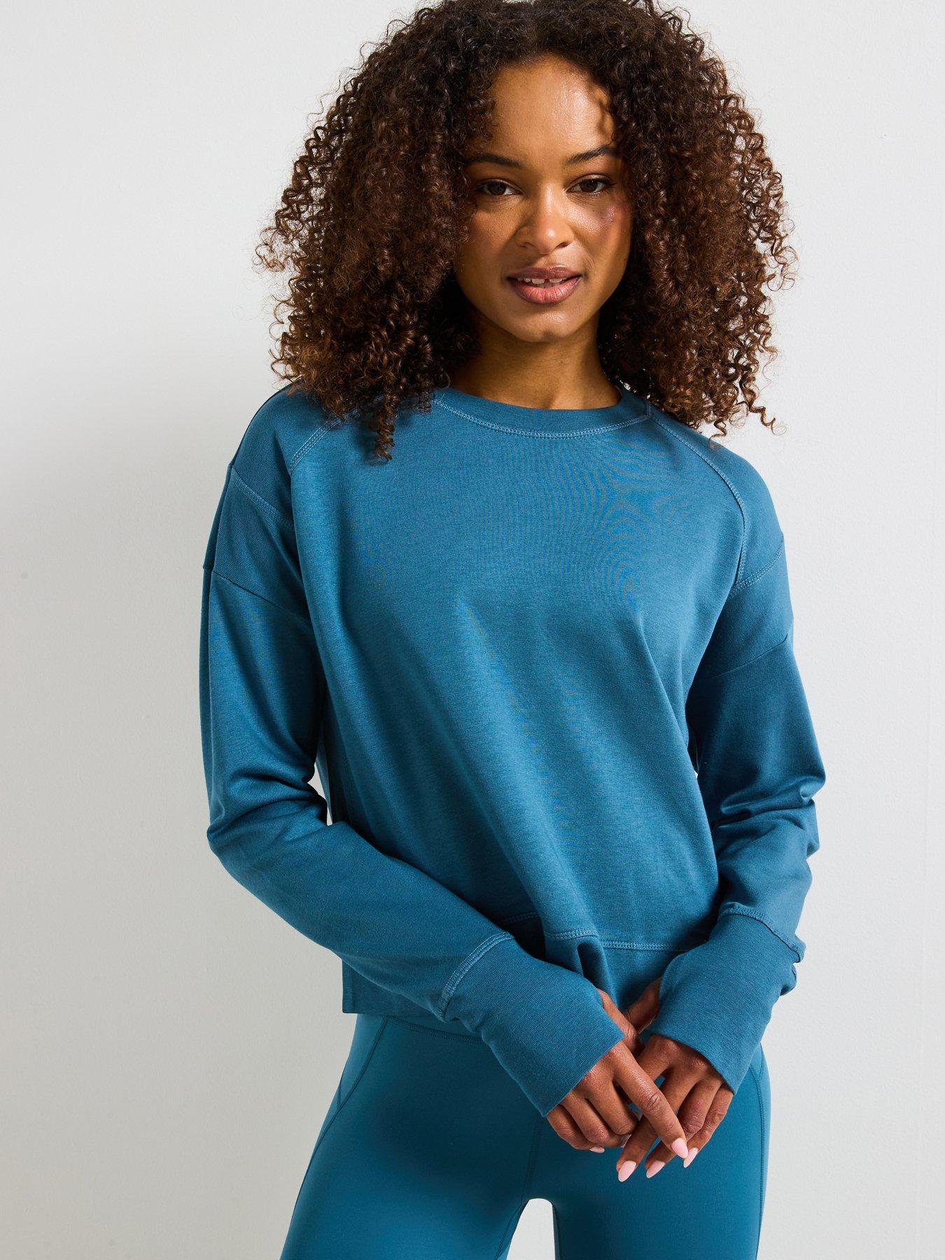 Sweaty Betty Womens Training After Class Crop Sweatshirt - Blue